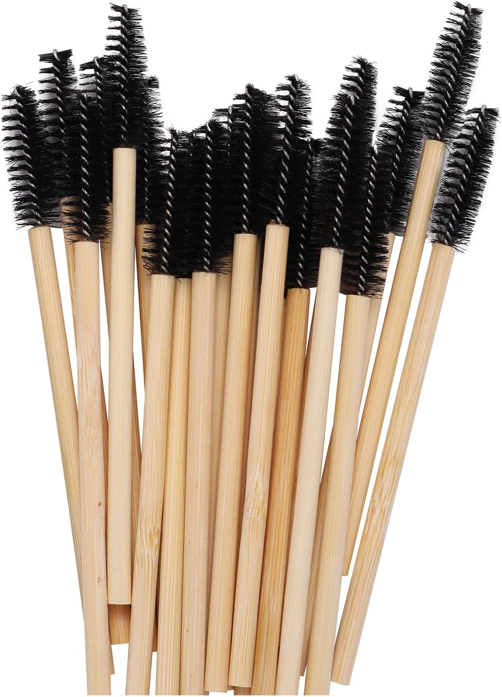 100Pcs Disposable Eyebrow Brushes Bamboo Handle Eyelash Brush Makeup Brush Eyelash Extension Mascara Wand Applicator Tools image number 3