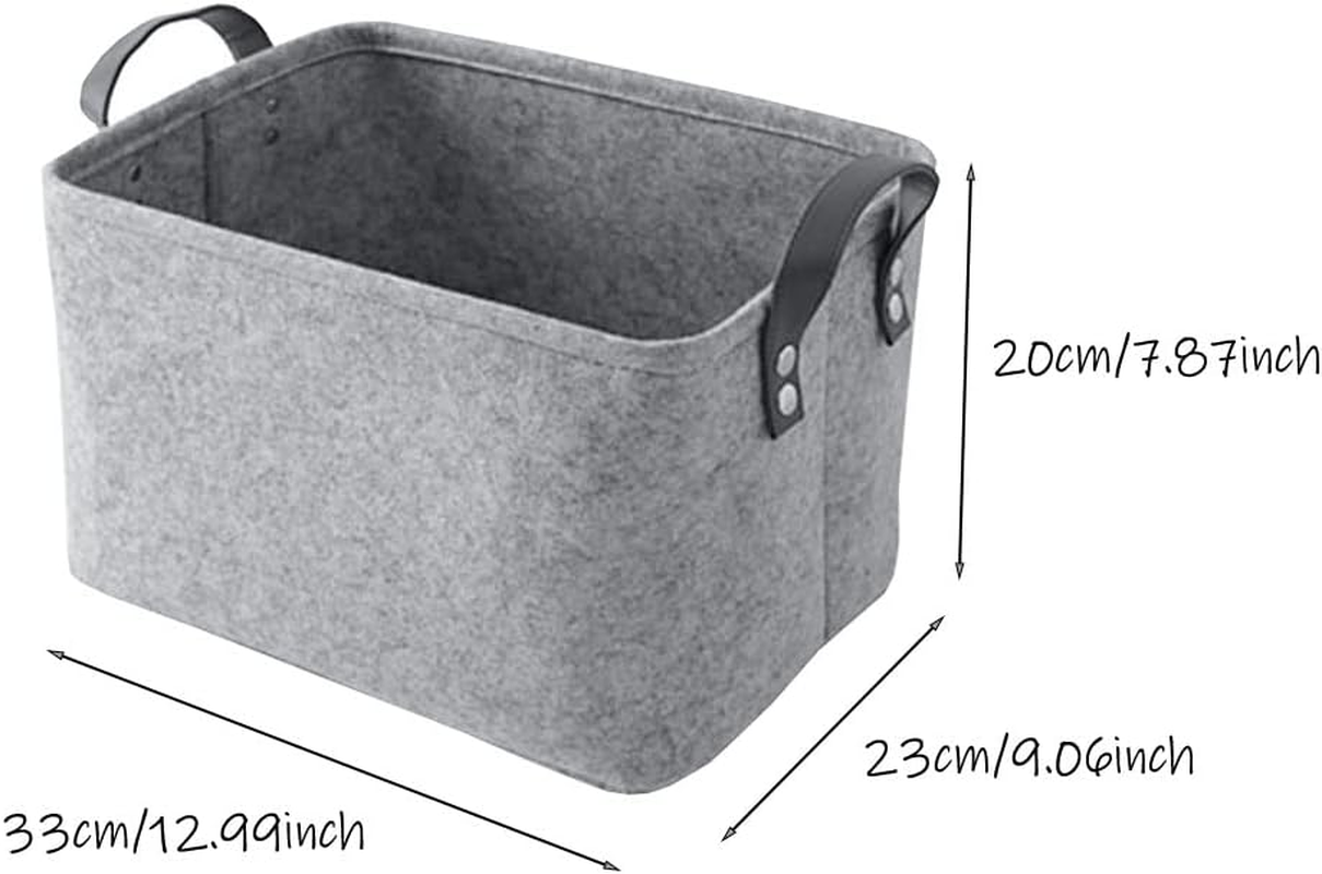 Pack of 2 Felt Baskets, Grey Felt Storage Box, Fabric Storage Baskets, Foldable, with Two Soft Handles, for Clothes, Towels, Toiletries, Baby Products, Books Etc. (Grey) image number 5