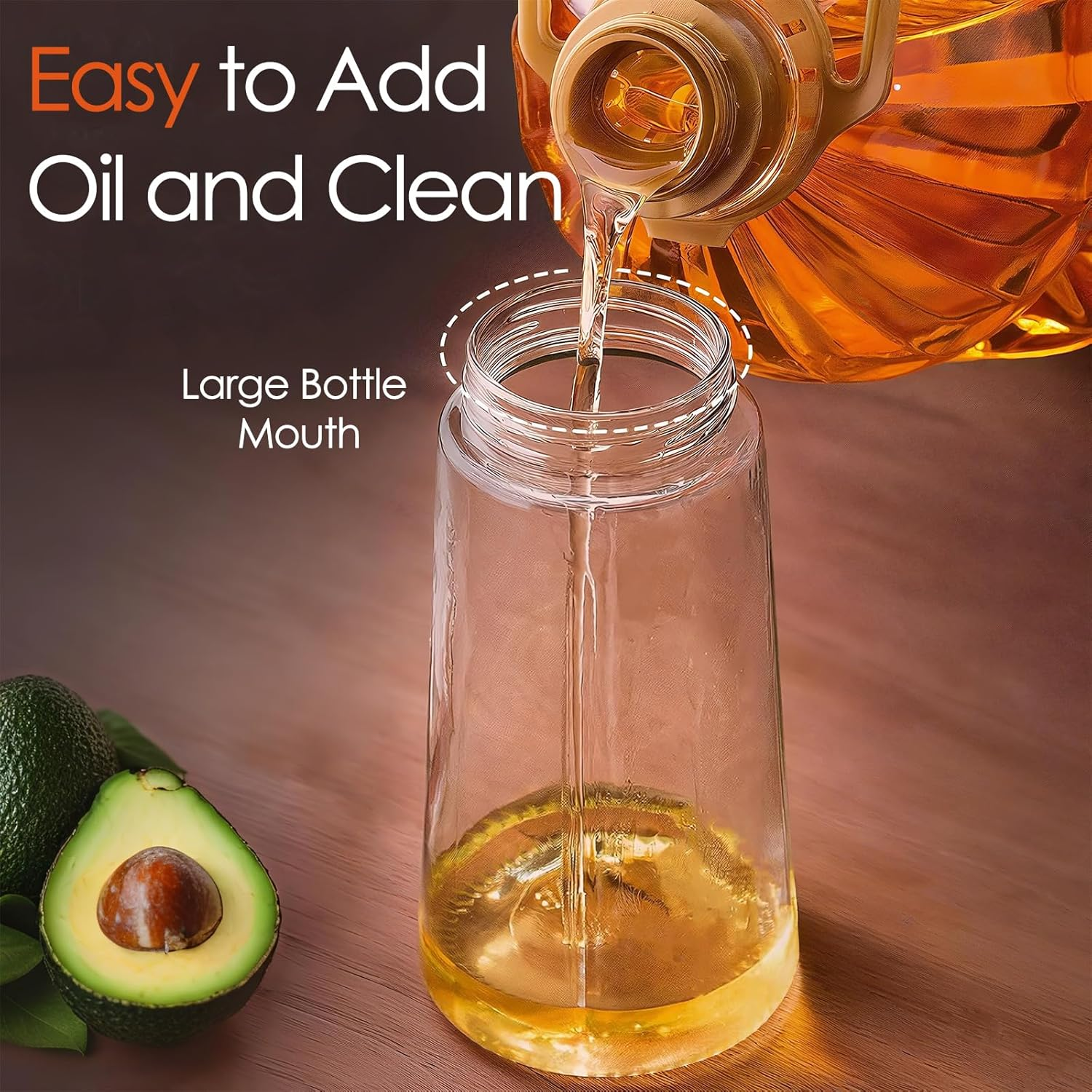 Vivva 16Oz/470Ml Olive Oil Dispenser - 2 in 1 Olive Oil Spray Bottle for Cooking Oil Sprayer Glass Oil Bottle Kitchen Tools, Premium Food-Grade Oil Mister for Air Fryer, Salad, Frying and BBQ (White) - Black  Oil Brush image number 6