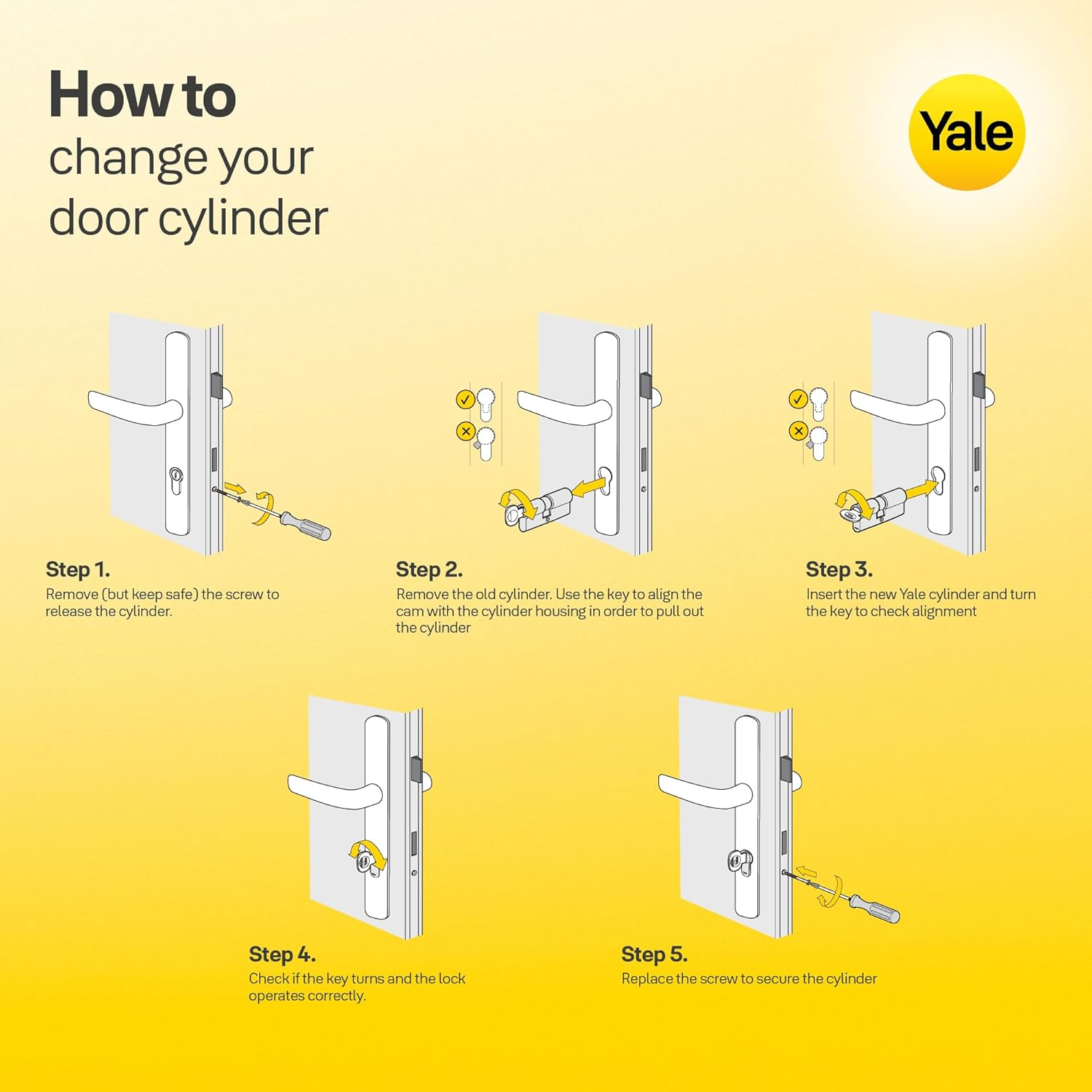 Yale 30X30 DB NI Removable Lock Cylinder 30 X 30 Mm, 6 Pins &ndash; External, Interior, Entrance Door &ndash; YC1000+ &ndash; 4 Reversible Keys, Nickel-Plated image number 3