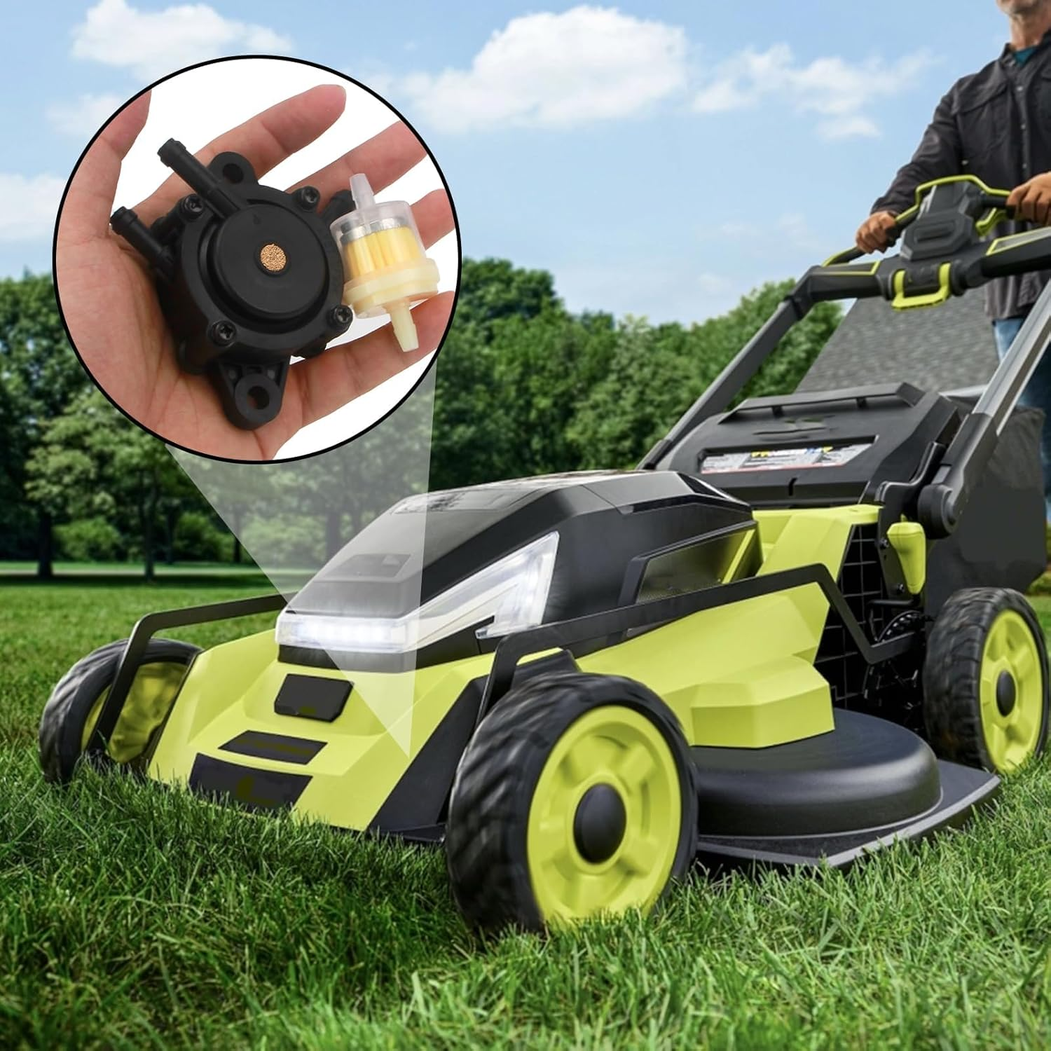 Yenblow Vacuum Fuel Pump Kit, Gas Fuel Filter with Clamps, Fuel Pump Compatible with Kohler 17HP-25 HP Briggs and Stratton John Deere Honda Yamaha Lawn Mower Tractor Small Engine