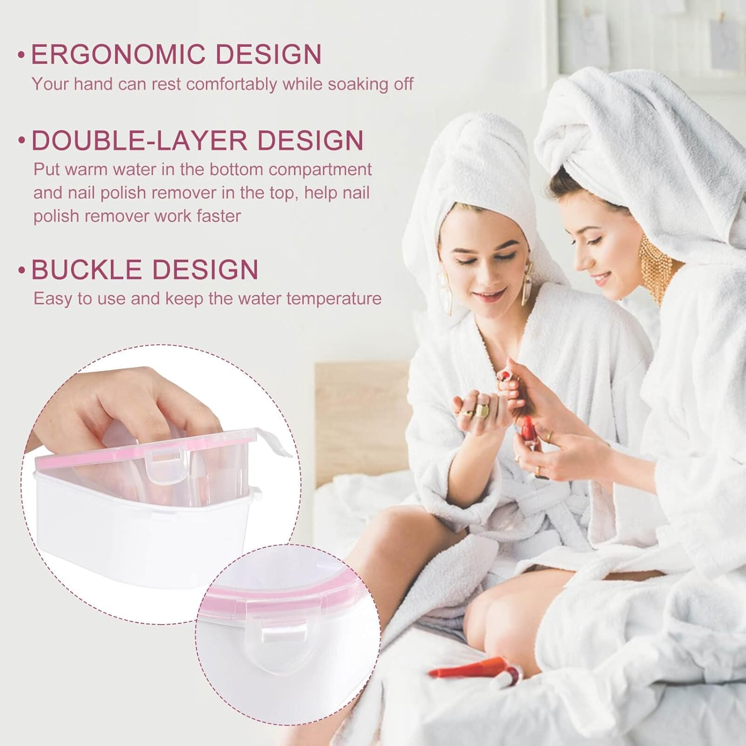 (2 PCS) - 2Pcs Nail Soaking Bowl, Double Layer Manicure Bowls, Upgrade Thicken Acetone Soaking Bowls, Soak off Gel Polish Remover Bowl for Acrylic Nails image number 2