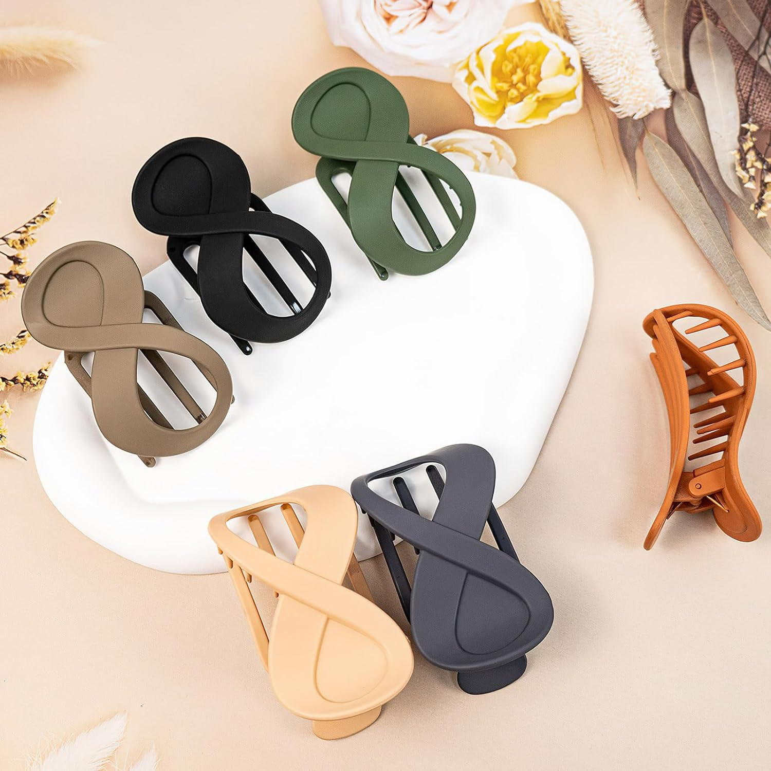 6 Pcs Flat Hair Clips, French Concord Lay down Claw Clips 3.35 Inch Strong Hold Side Slide Barrettes for Women (Multicolor) image number 3