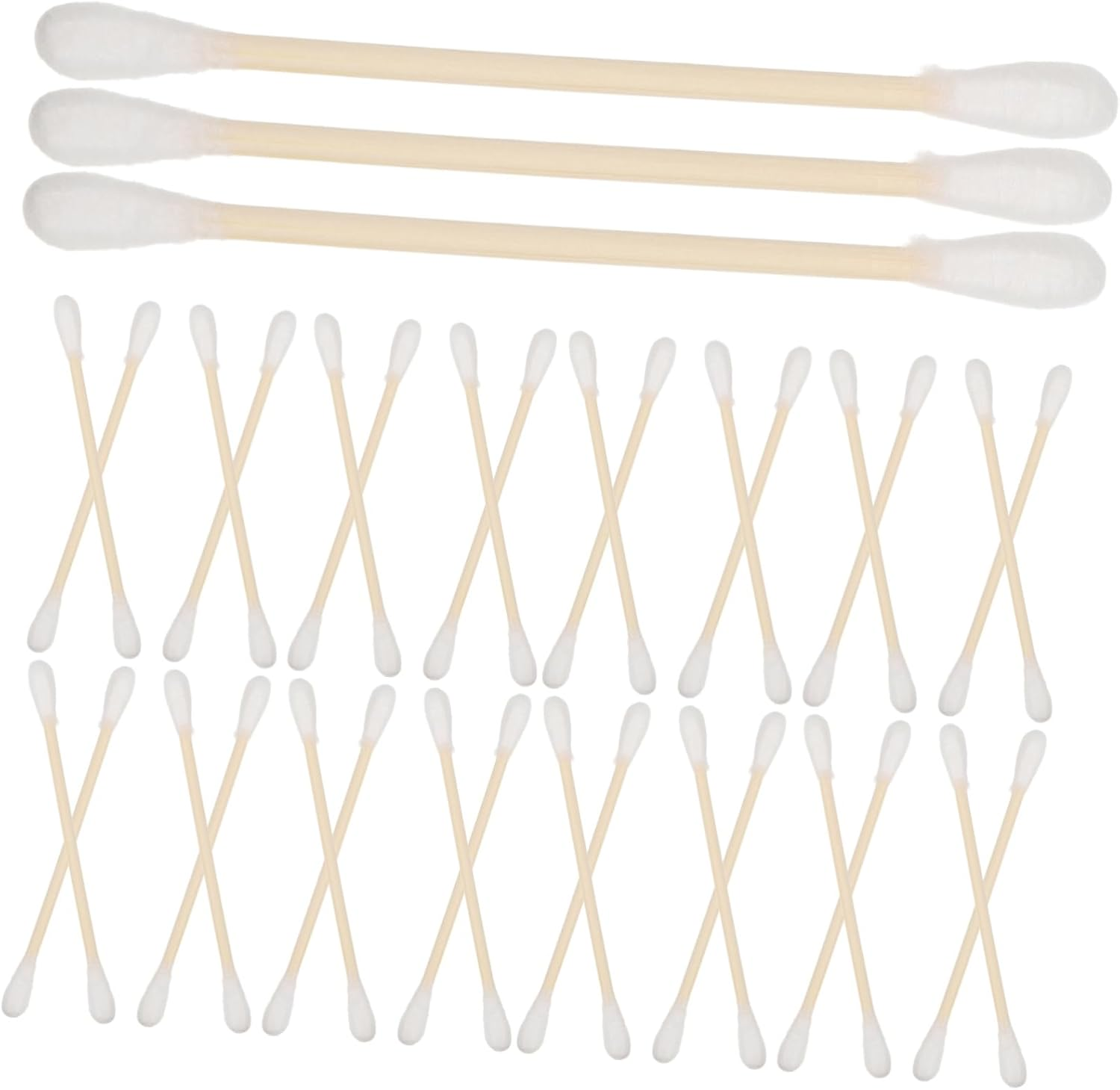 100Pcs Makeup Cotton Swabs Dual-Ended Sterilized Cotton Buds Bamboo Handles for Ear Cleaning Detailing and Electronics image number 5