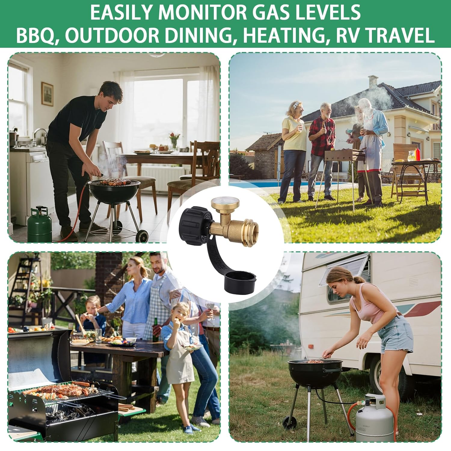 Propane Tank Gauge Level Indicator for 5-40Lb LP Tanks, Universal Propane Gauge Color-Coded Leak Detector Gas Pressure Meter with Qcc1/Type 1 Connection for BBQ Grill RV Heater Camping image number 5