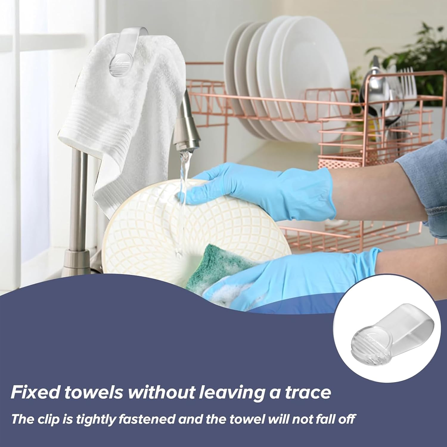Transparent Towel Clips for Kitchen and Bedding, 8-Piece Set, Needle-Free Sheet Fixers image number 4