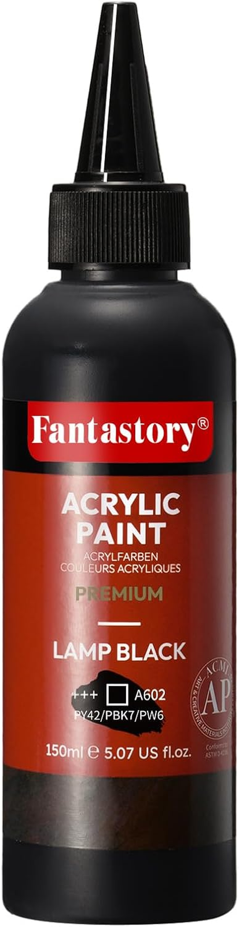 Fantastory Precision-Pro Acrylic Paint - Black (150Ml/5Oz) - Lab-Tested Color Accuracy + Superior Coverage, Professional Choice for Canvas/Wood/Clay/Textile/Pottery image number 4