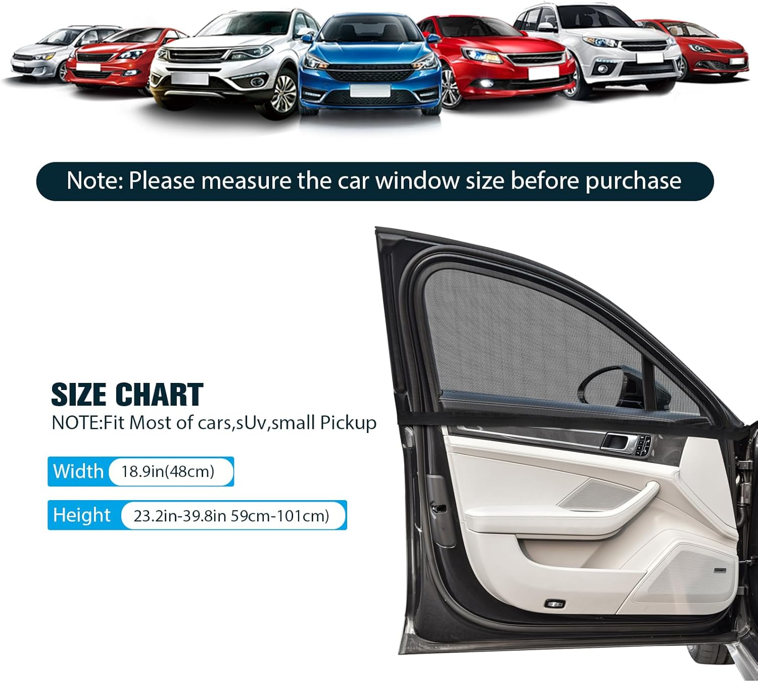 Car Window Shades 4Pcs, High Elastic Car Sun Shades for Front and Rear Windows, UV Protection and Heat Block, Breathable Car Window Shade for Baby, Camping and Family Privacy image number 5