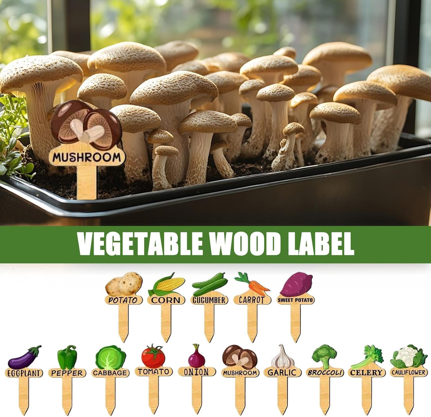 Plant Tags - 15X Garden Markers Plant Tags and Labels,Wooden Vegetable Identification and Organization Supplies for Greenhouse Indoor Outdoor image number 3