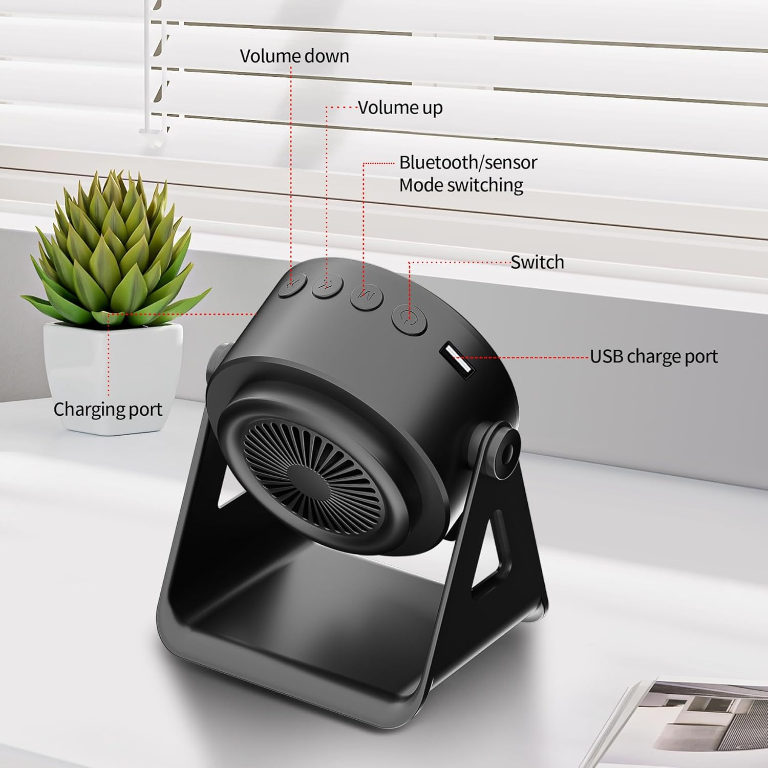 BGFOX Wireless Induction Bluetooth Speaker,3 - in - 1 Multifunctional with RGB Lights Wireless Induction Speaker,360&deg; Rotation Phone Holder Compatible for Tablet Iphone Android, Gifts for Men Women image number 2