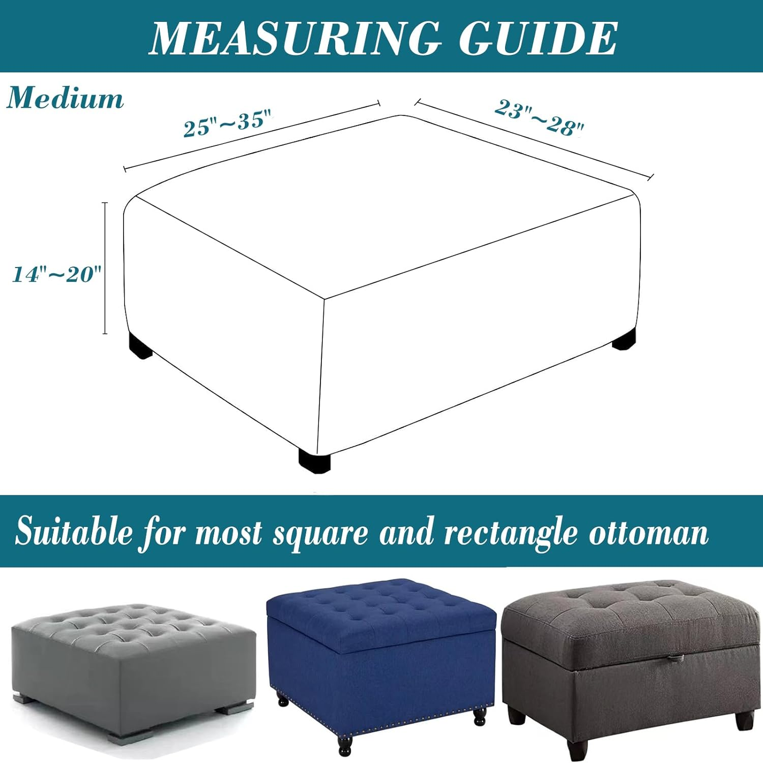 HFCNMY Velvet Ottoman Slipcover - Thick, Washable, Elastic Bottom, Living Room Beige image number 2