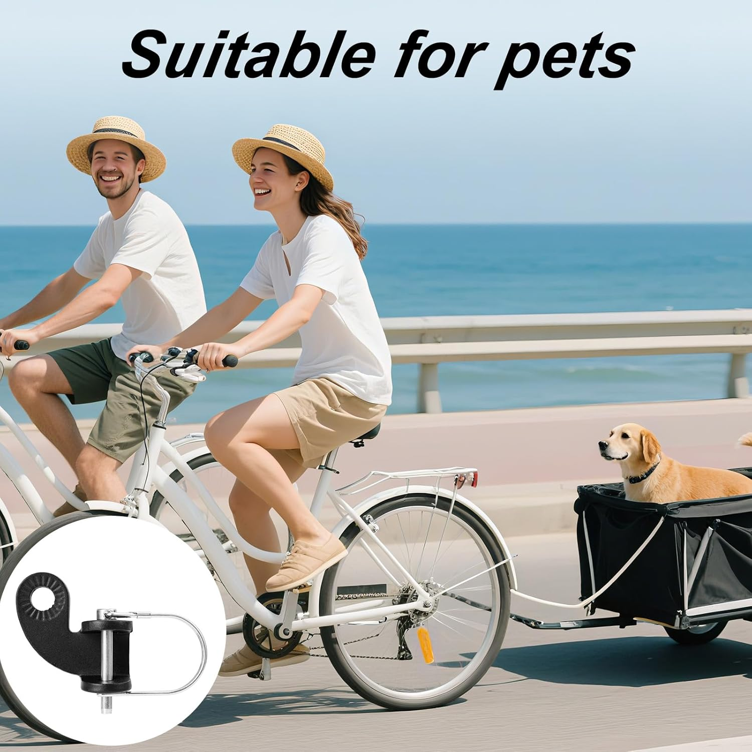 Bike Trailer Hitch Coupler Adapter, Steel Bicycle Trailer Attachment Compatible with Burley Bee & Older Models, Fits Disc Brake Connector for Kids Pets Dogs Cargo image number 1