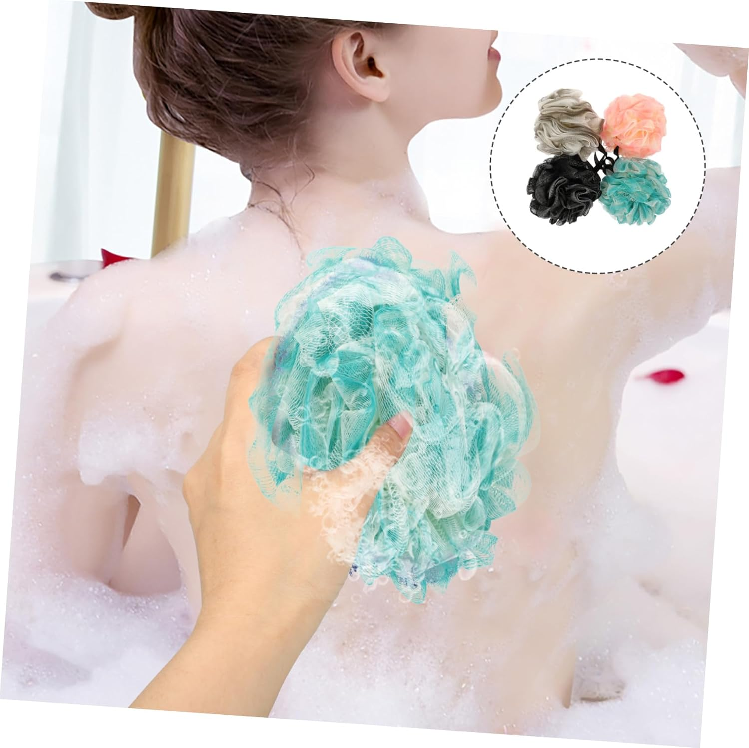 HAPINARY 4Pcs Bath Ball Soft Pe Exfoliating Shower Loofah for Gentle Cleansing for Grey image number 4