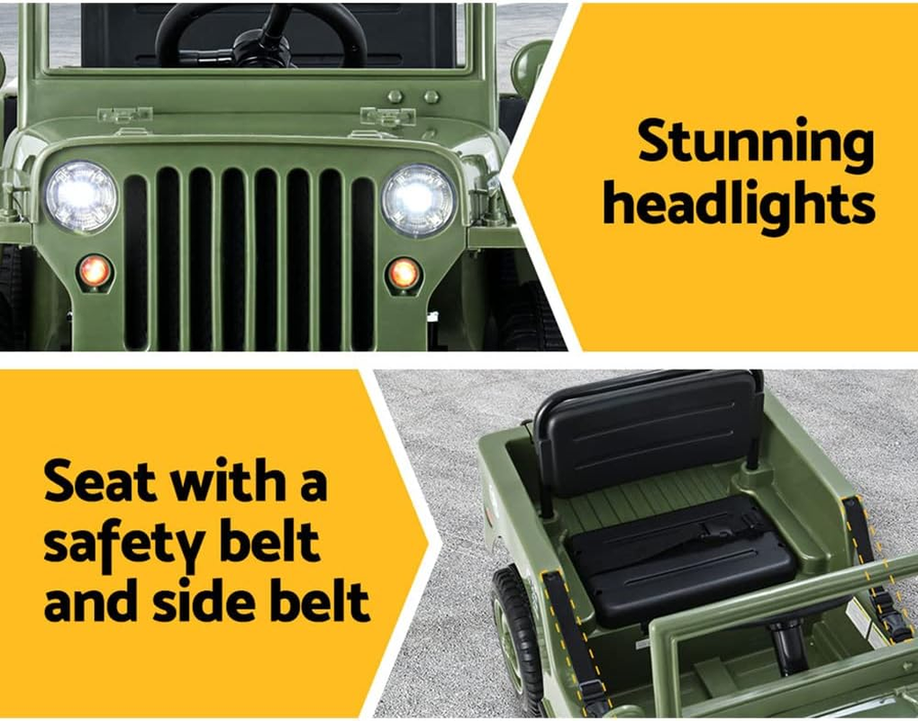 Rigo Kids Ride on Car Jeep, Remote Control 12V Battery Horn Headlight Built-In Music 30Kg Capacity Safety Seat Belt Electric Cars for Toddlers Baby Walkers Little Tikes Rides Kid Toy Olive image number 5