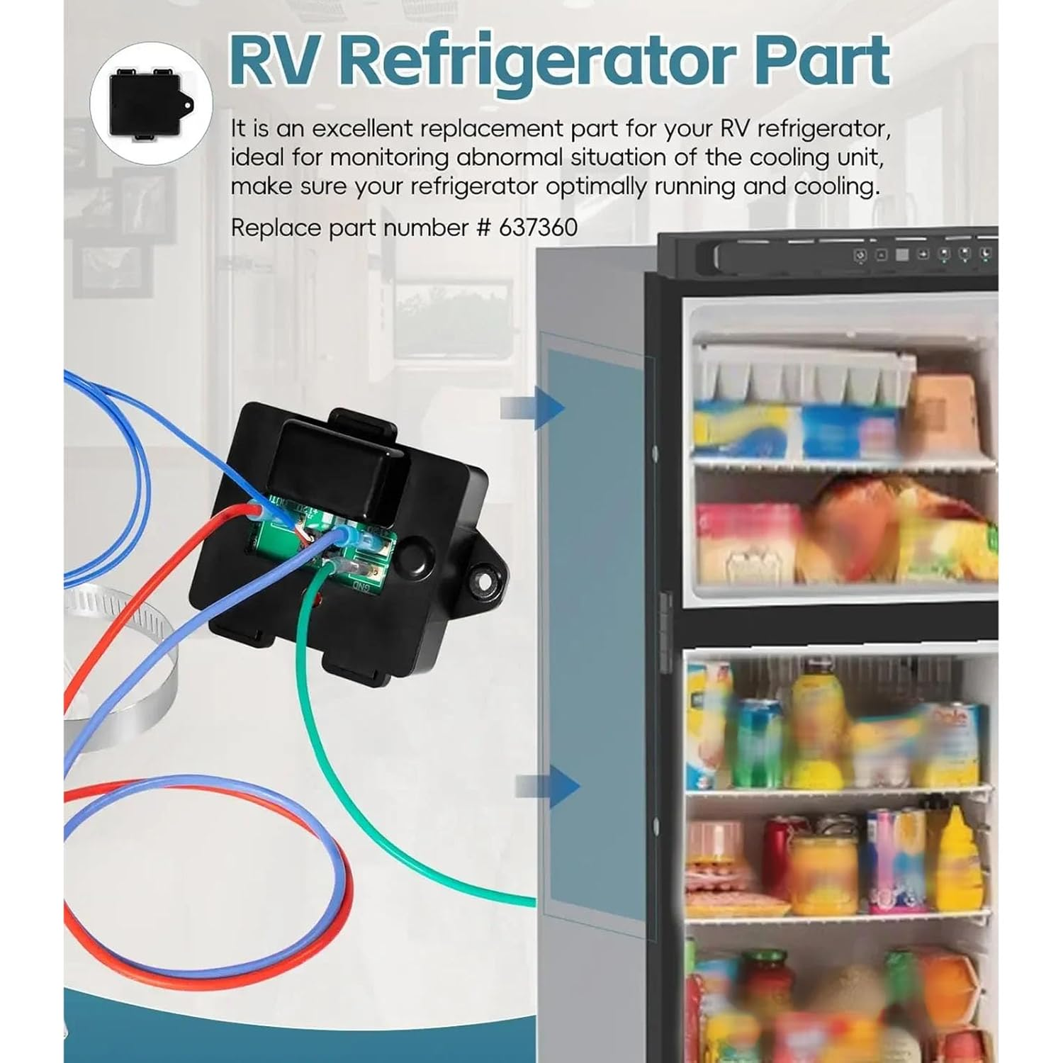 Generic RV Refrigerator Cooling Unit Temperature Monitor, RV Refrigerator Temp Monitor, Fridge Cooling System Part for Norcold 2118 1200 1201 1210 1211 Series 637360 image number 3