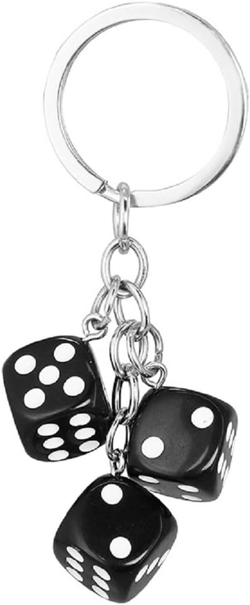 Dice Keychain for Women and Girls - Funny Key Ring, Cute Amulet Keyring, Black Punk Accessories Gift