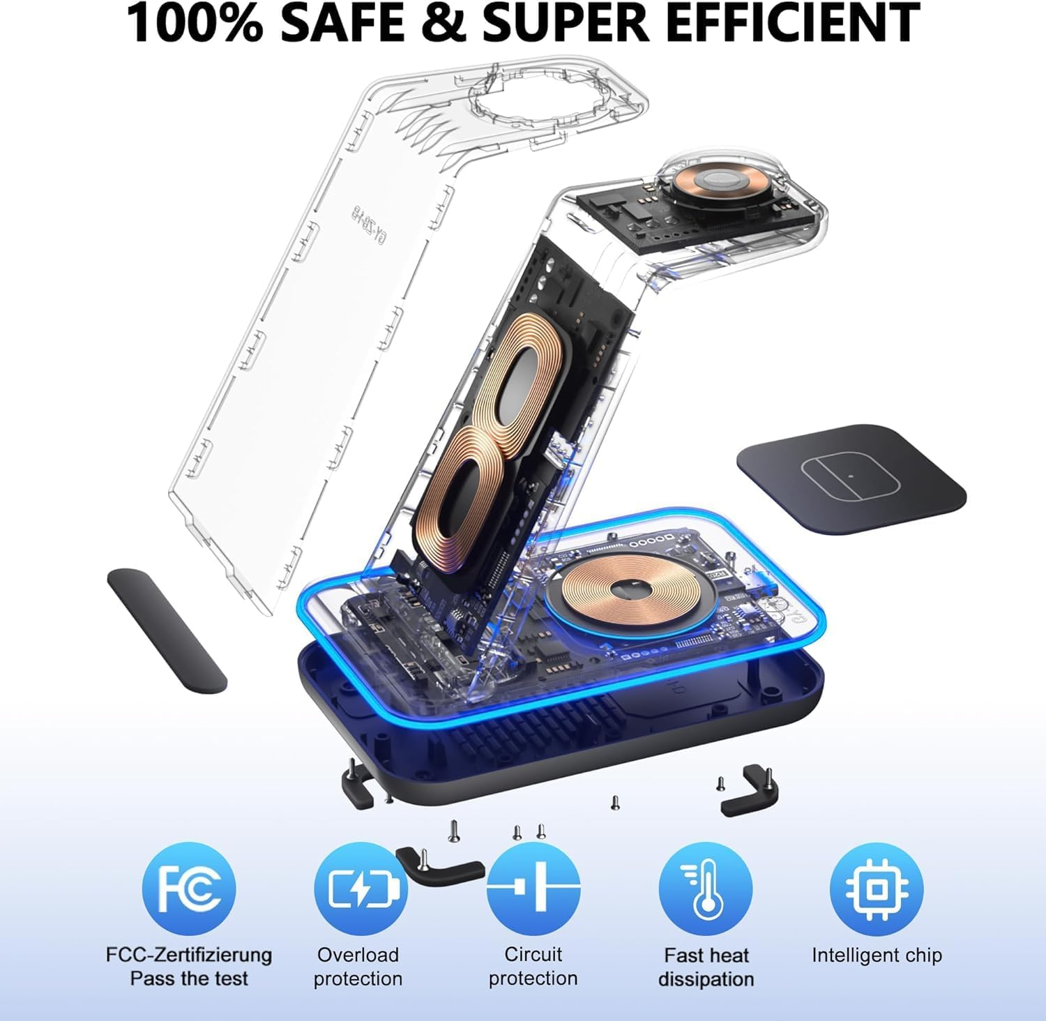 3-In-1 Wireless Charger for Samsung Cellphone and Watch, Cellphone Inductive Charging Station,Induction Charger for Samsung S25, Watch Ultra/7/6/5, Wireless Charger for Galaxy Buds(No Adapter) image number 3