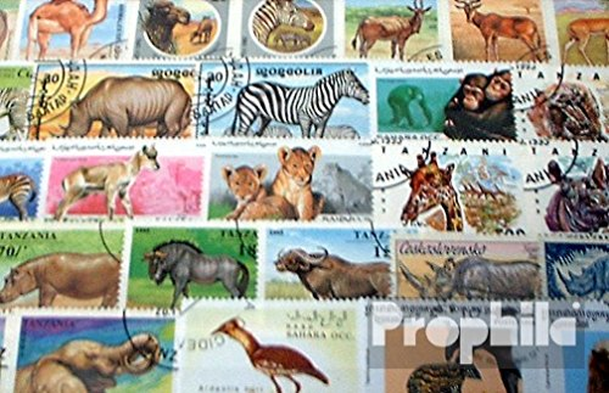 Prophila Collection Africa 100 Different African Animals Stamps (Mammals, Other)