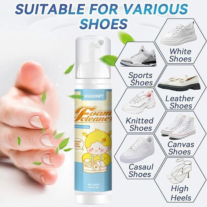 White Shoe Cleaner, 6.76 Oz Shoe Cleaning Set with Brush and Towel for Knit, Canvas and PU, Sneaker Cleaner for Tennis Shoe Cleaner (2 Bottles) image number 3