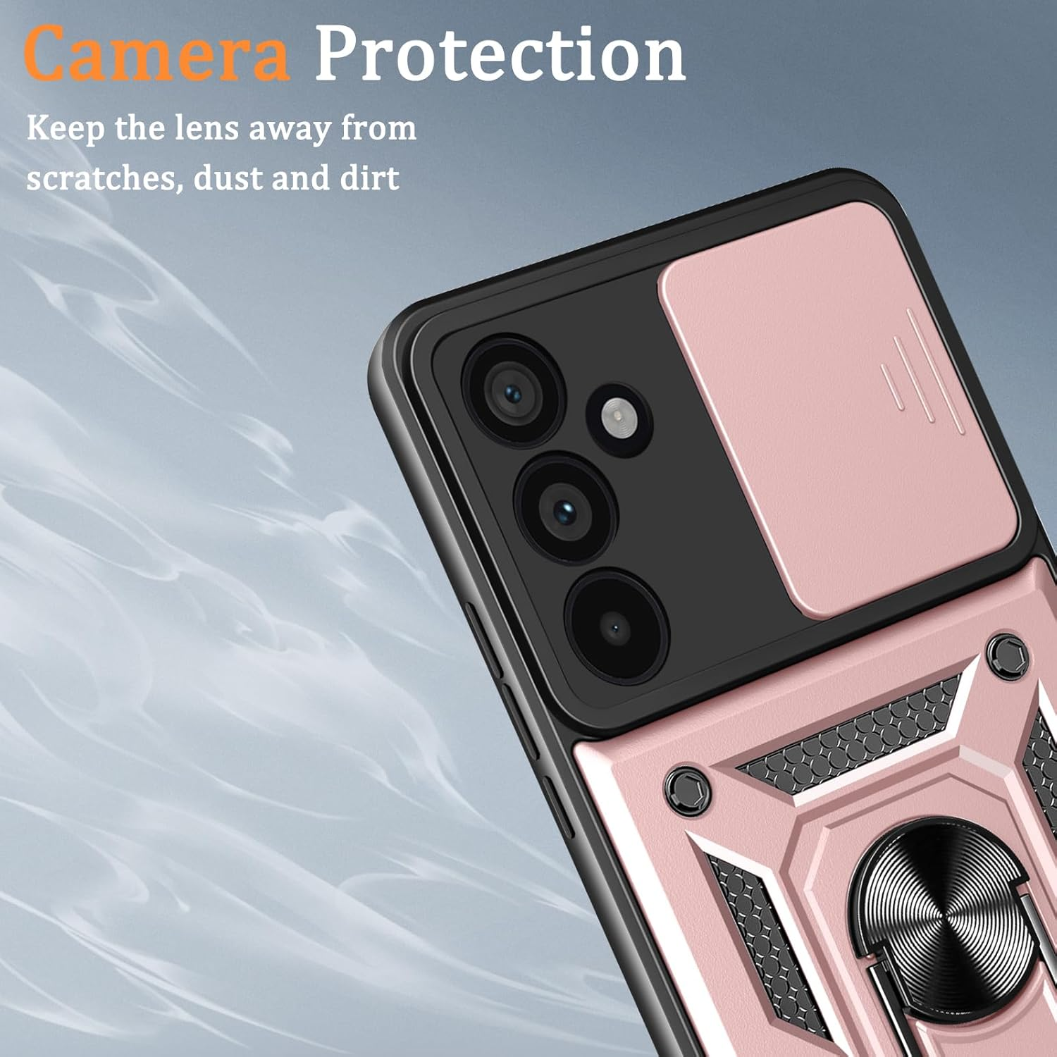 Case for Samsung S26, Camera Protection with Slide Camera, Armour Protective Case with 360 Degree Ring, Metal Holder Magnetic Stand, Silicone Shockproof Mobile Phone Case, Rose Gold image number 6