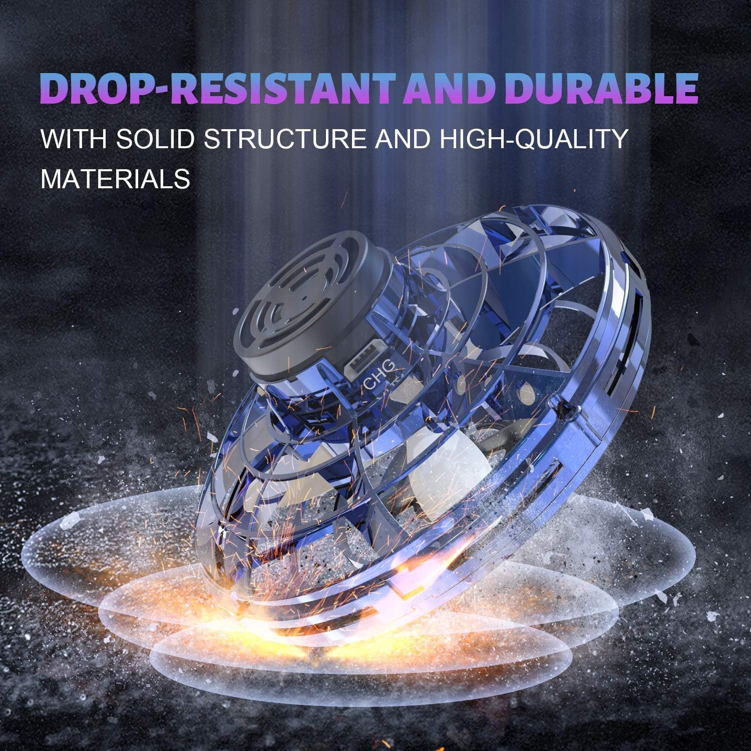 GESUNDHOME Hand Operated Drone for Kids Toddlers Adults - Interactive Infrared Hand Control Induction Indoor Helicopter Ball with 360&deg; Rotating and 5 Shinning LED Lights(Blue) image number 1