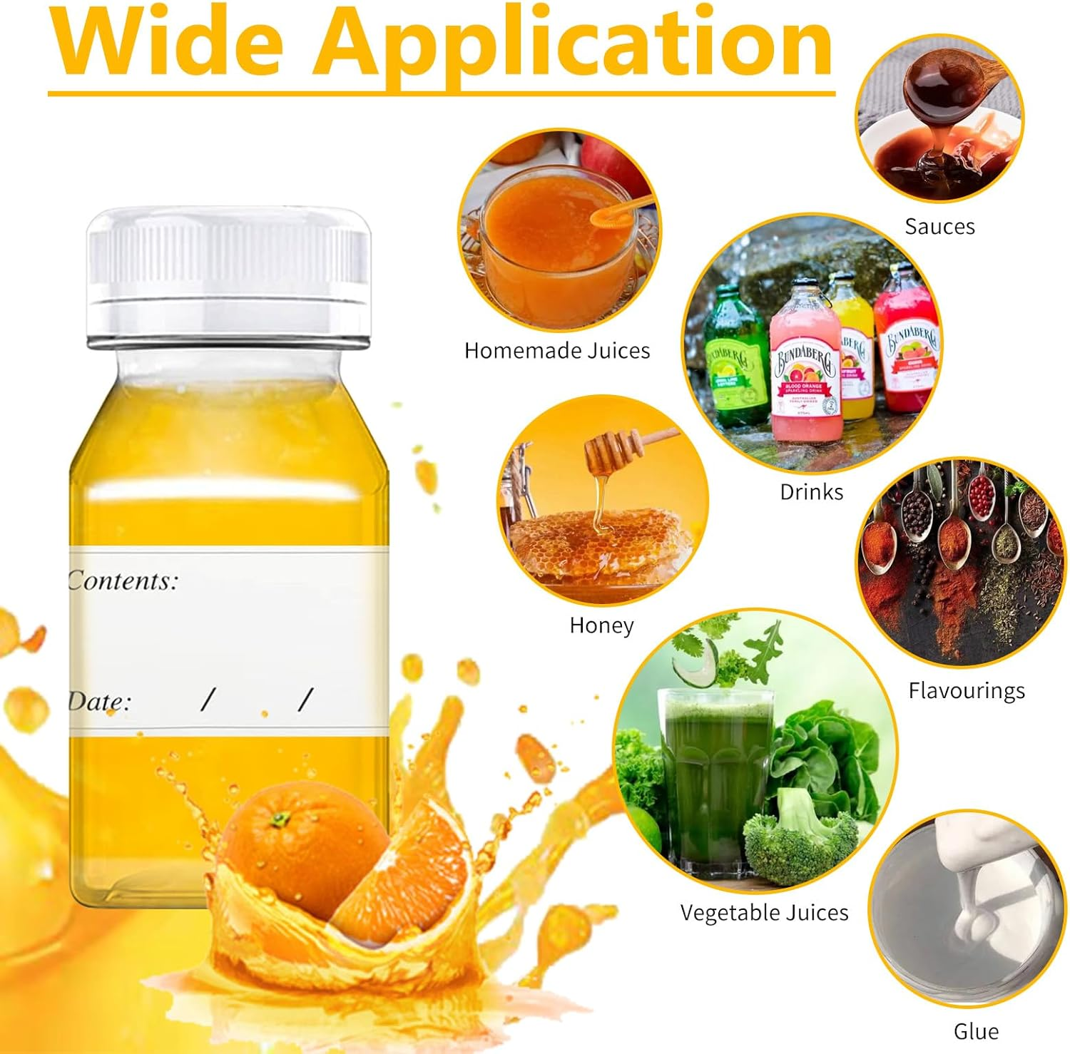 HXC Juice Bottles 12-Pack 4Oz/120Ml Shot Bottles with Lids - Reusable Small Plastic Juice & Smoothie Containers with Stickers