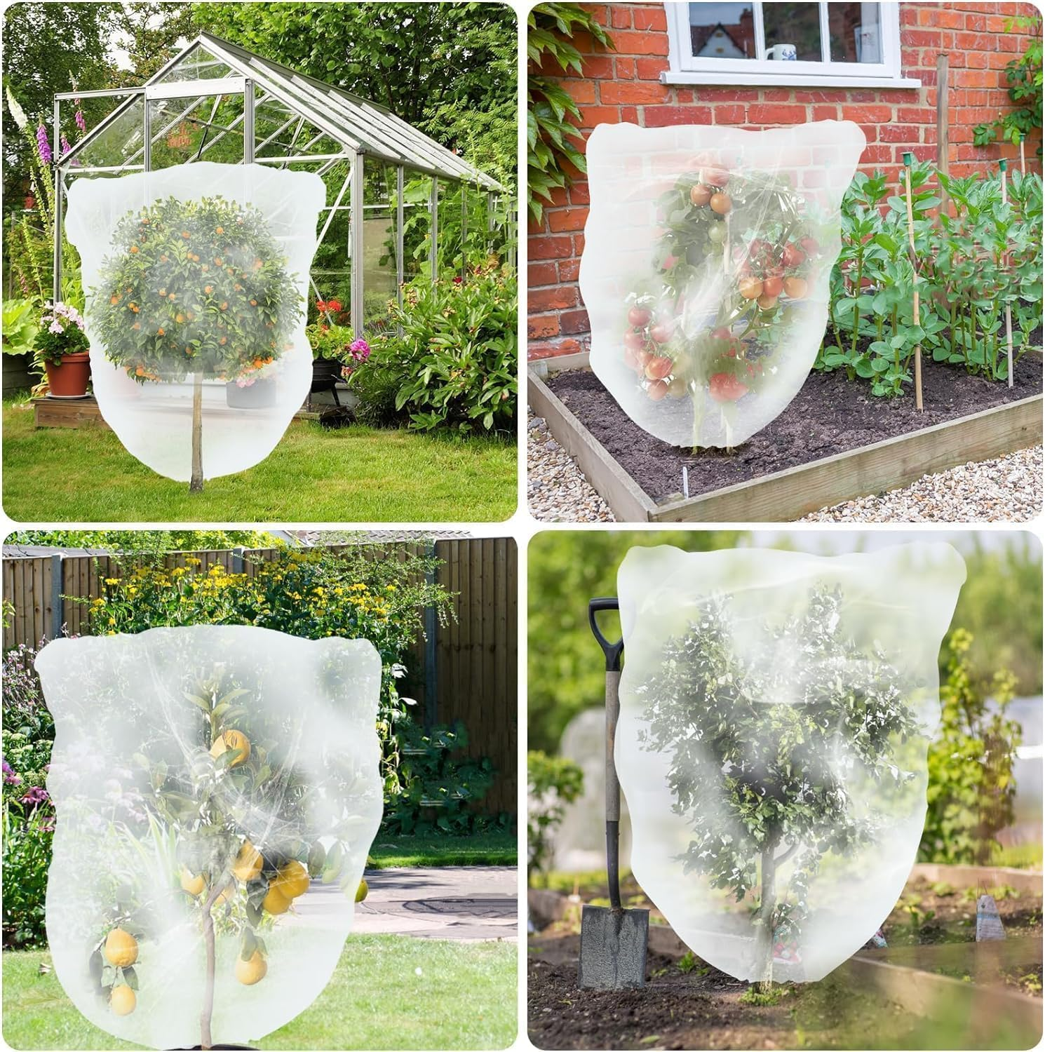 Large Fruit Tree Netting Bags, POIUNA Fruit Tree Netting Cover with Zipper and Drawstring, Fruit Tree Netting for Large Trees, Garden Mesh Netting for Garden Protection,Insect Bird Netting(8.3 X8.3Ft)