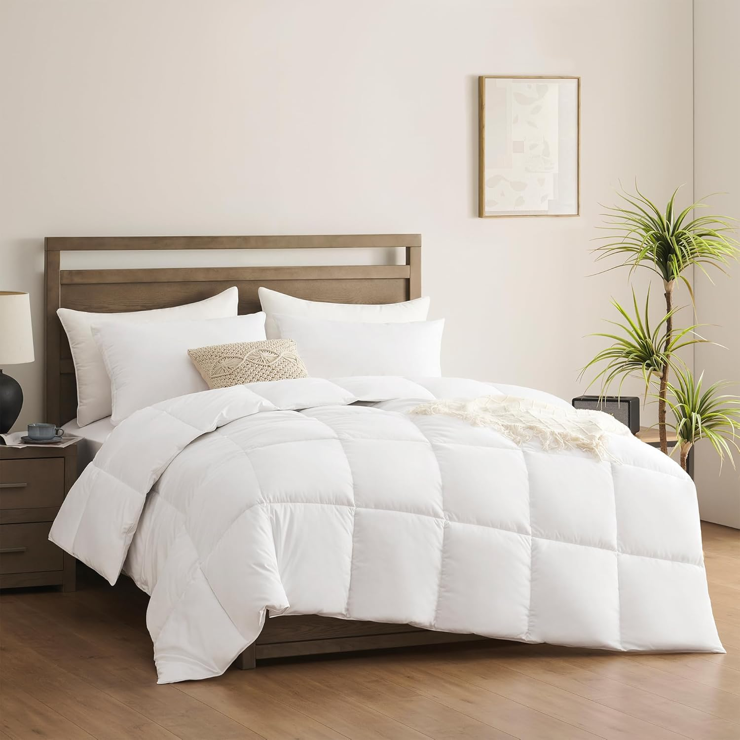 ACCURATEX 100% Cotton Quilt/Comforter/Doona Queen Size,400Gsm Filling Thick Fluffy down Alternative Duvet,White Hotel Bedding Duvet Insert with Corner Tabs,Breathable&Soft (210X210)