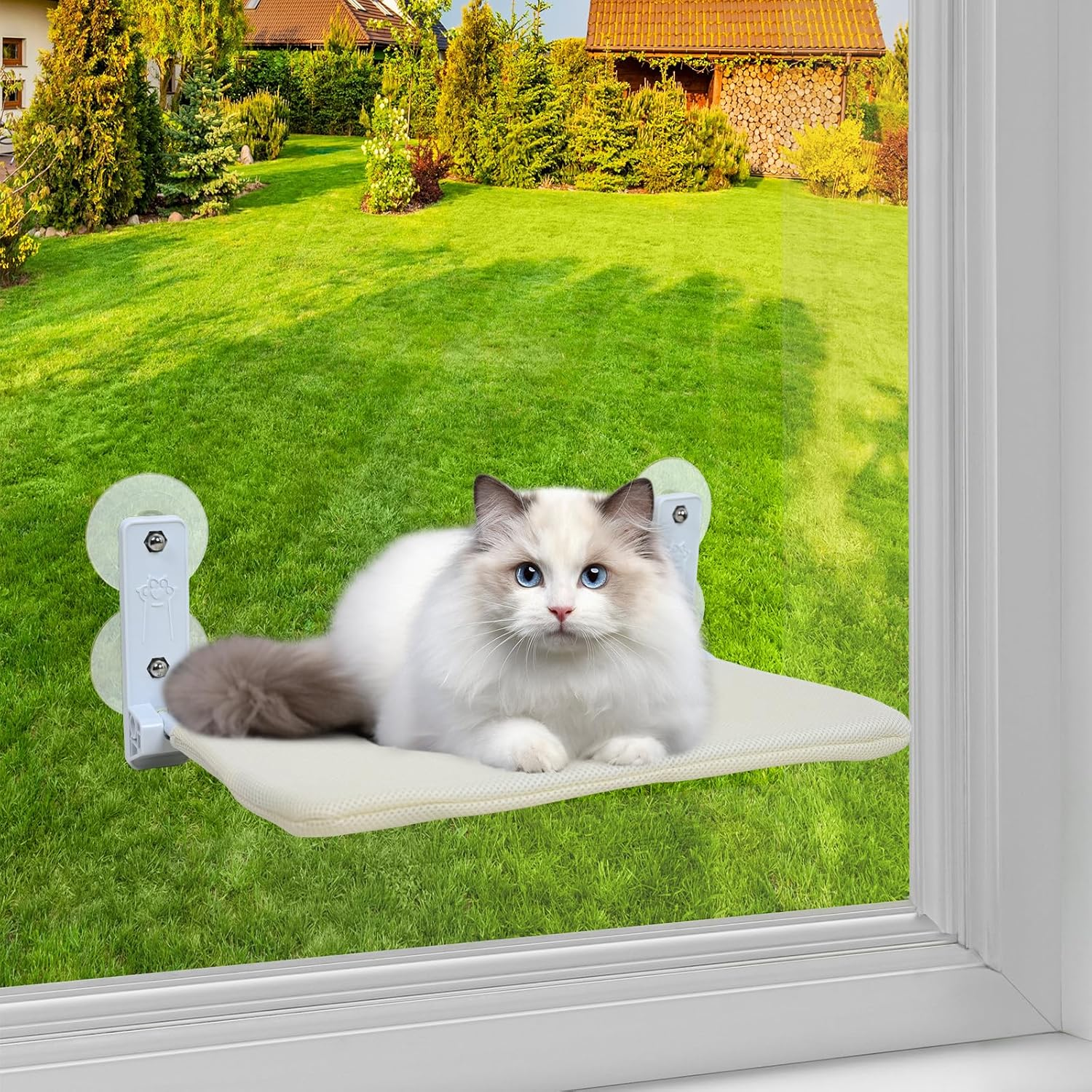 Cat Hammock,Cat Window Perch,Large Cats Window Cat Beds with 4 Suction Cups, image number 3
