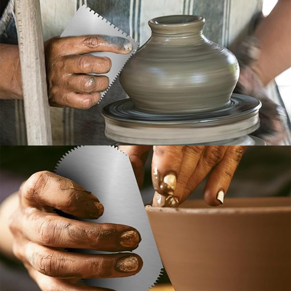 Ceramic Clay Sculpting Tools, 2 Piece Serrated Scraper Set, Pottery Ribs for Modelling and Texturing image number 6