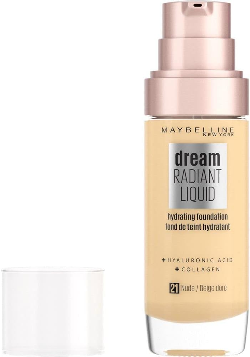 Maybelline Dream Satin Liquid Tono 21 Nude Base De Maquillaje Con Serum Hidratante Pieles Claras - 30 Ml