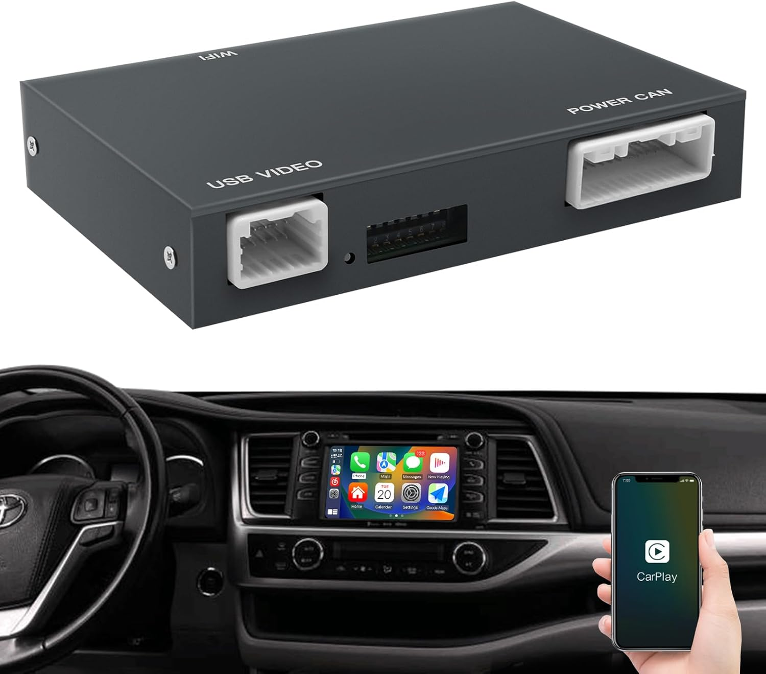 Wireless Carplay/Android Auto Adapter for Toyota with Entune2.0 & Touch2 2014-2019 New Version Retrofit Kit Decoder Fits for Tundra/Highlander/Rav4/Tacoma/Camry/Corolla/Avalon/Prius/Ch-R/Sienna/Camry image number 3