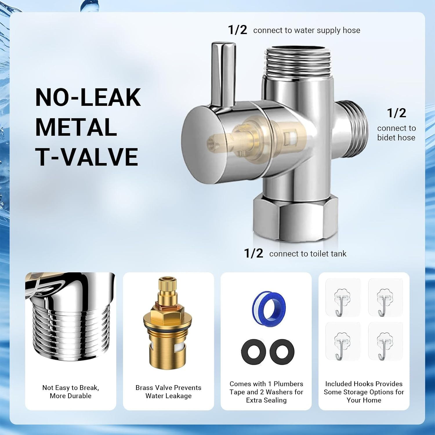 LIWEGHT Handheld Bidet Sprayer for Toilet - Adjustable Water Pressure Jet Spray with Bidet Hose for Feminine Wash，Stainless Steel Baby Cloth Diaper Spayer, Muslim Shower Bidet Attachment image number 2