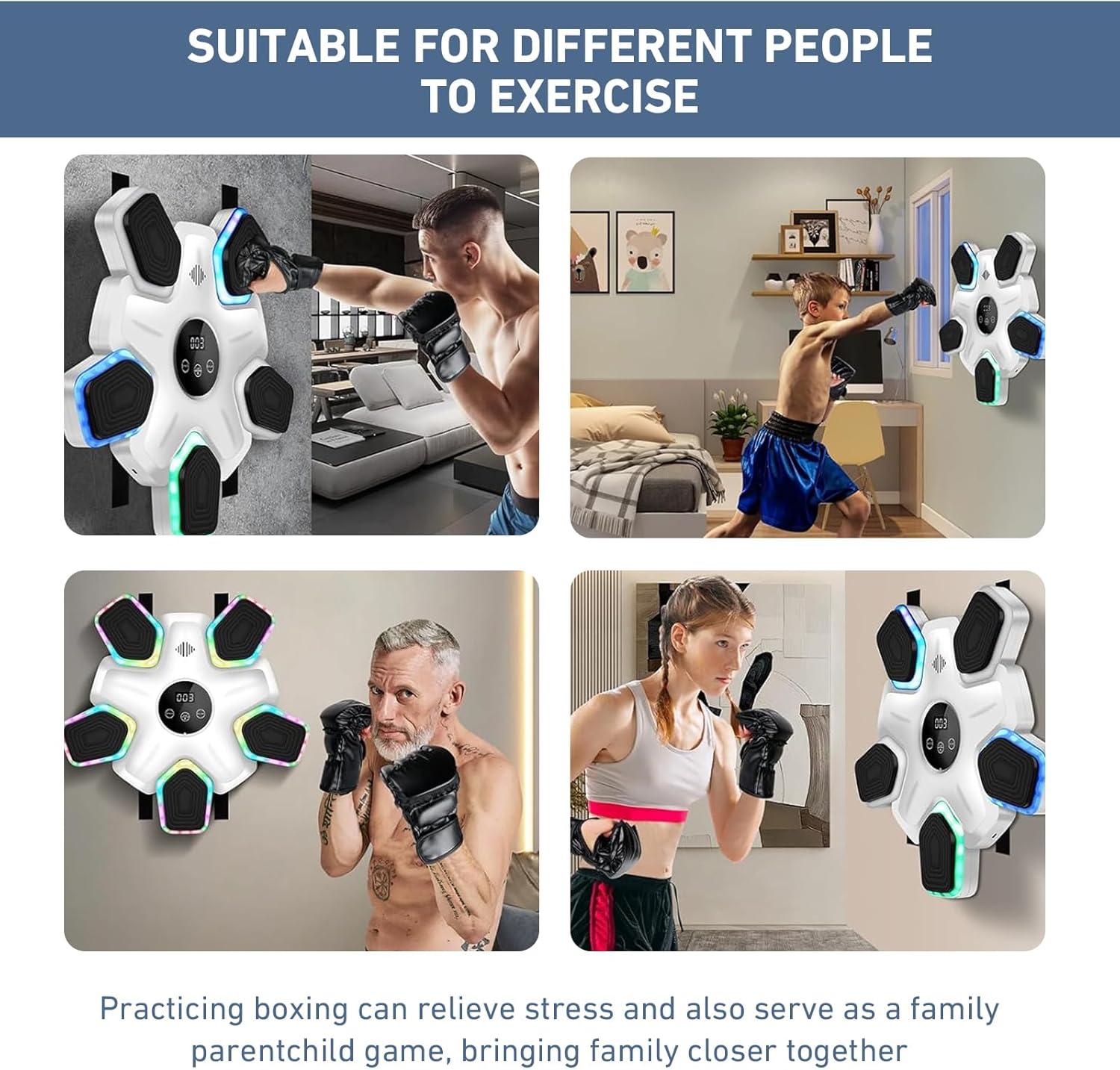 Music Boxing Machine, Smart Punching Boxing Machine with Bluetooth (White) image number 1