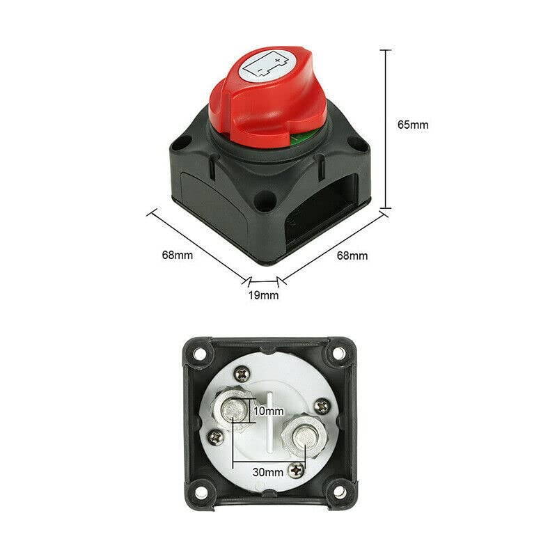 AIMALL 12V/24V/48V 300A Battery Master Disconnect Switch, Marine Boat Caravan Isolator, Heavy-Duty On/Off Switch with ABS Corrosion-Resistant Housing, 2.67 X 2.67 Inches