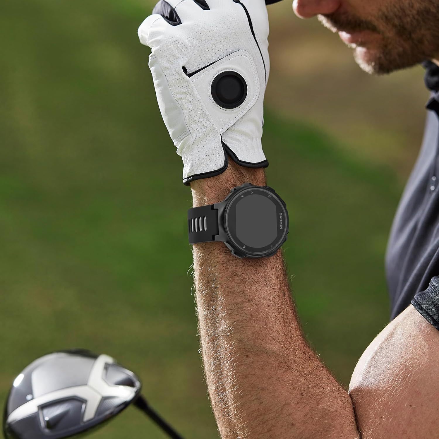 Silicone Band for Garmin Forerunner 735XT Band/Forerunner 220 230 235 630 620, Adjustable Sport Replacement Straps Watch Bands Men Women for Garmin Approach S5 S6 S20 - Black /Gray image number 4