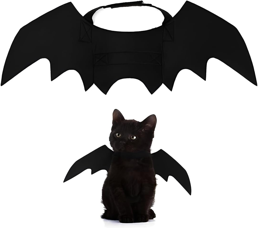 JYNVO Bat Wings Cat, Halloween Bat Costume for Cats and Dogs, Black Cat Bat Costume, Felt image number 2