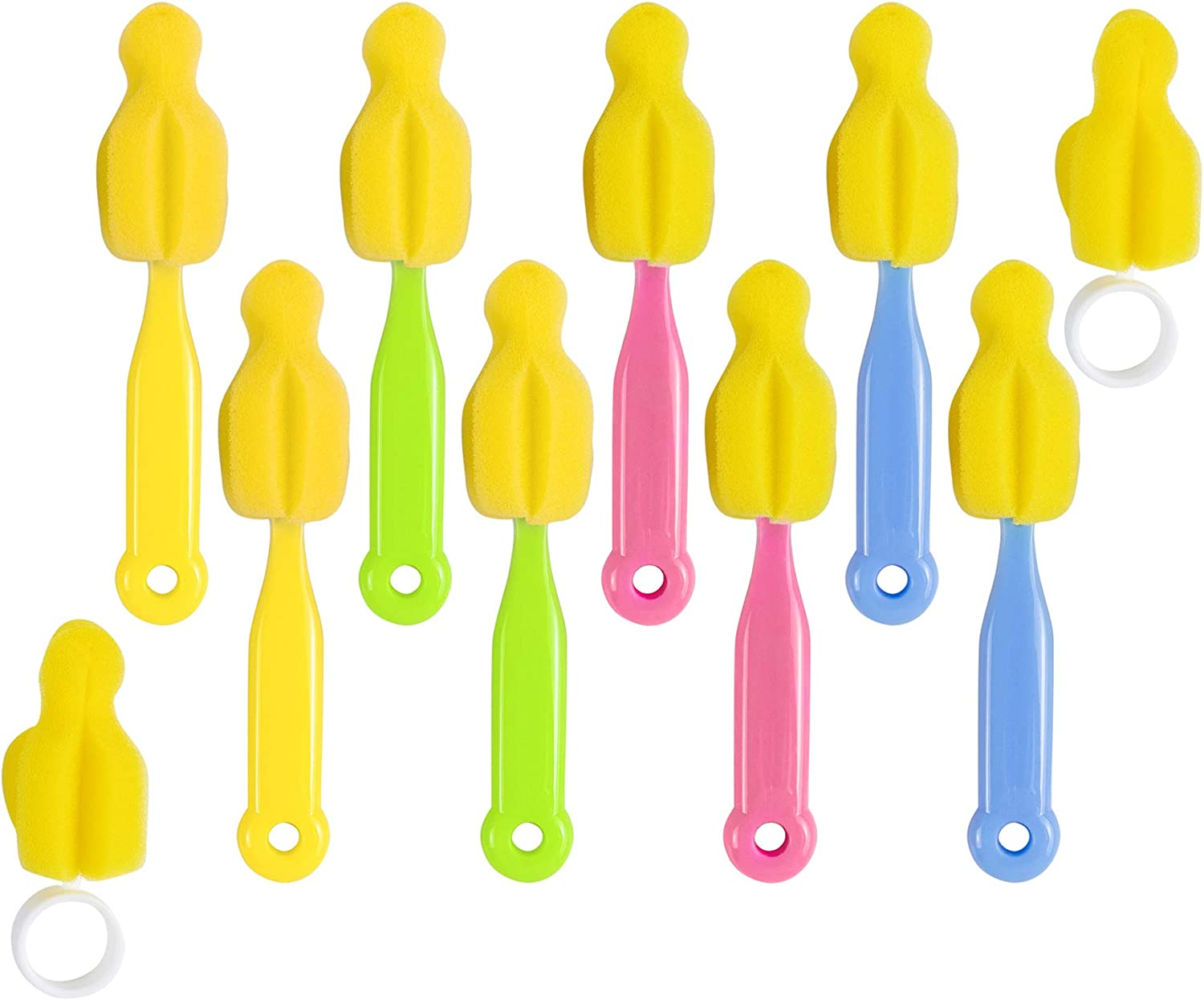 AUEAR, Milk Bottle Nipple Brushes Pacifier Sponge Cleaning Small Brush Cleaner Set for Bottles and Accessories (10 Pcs)