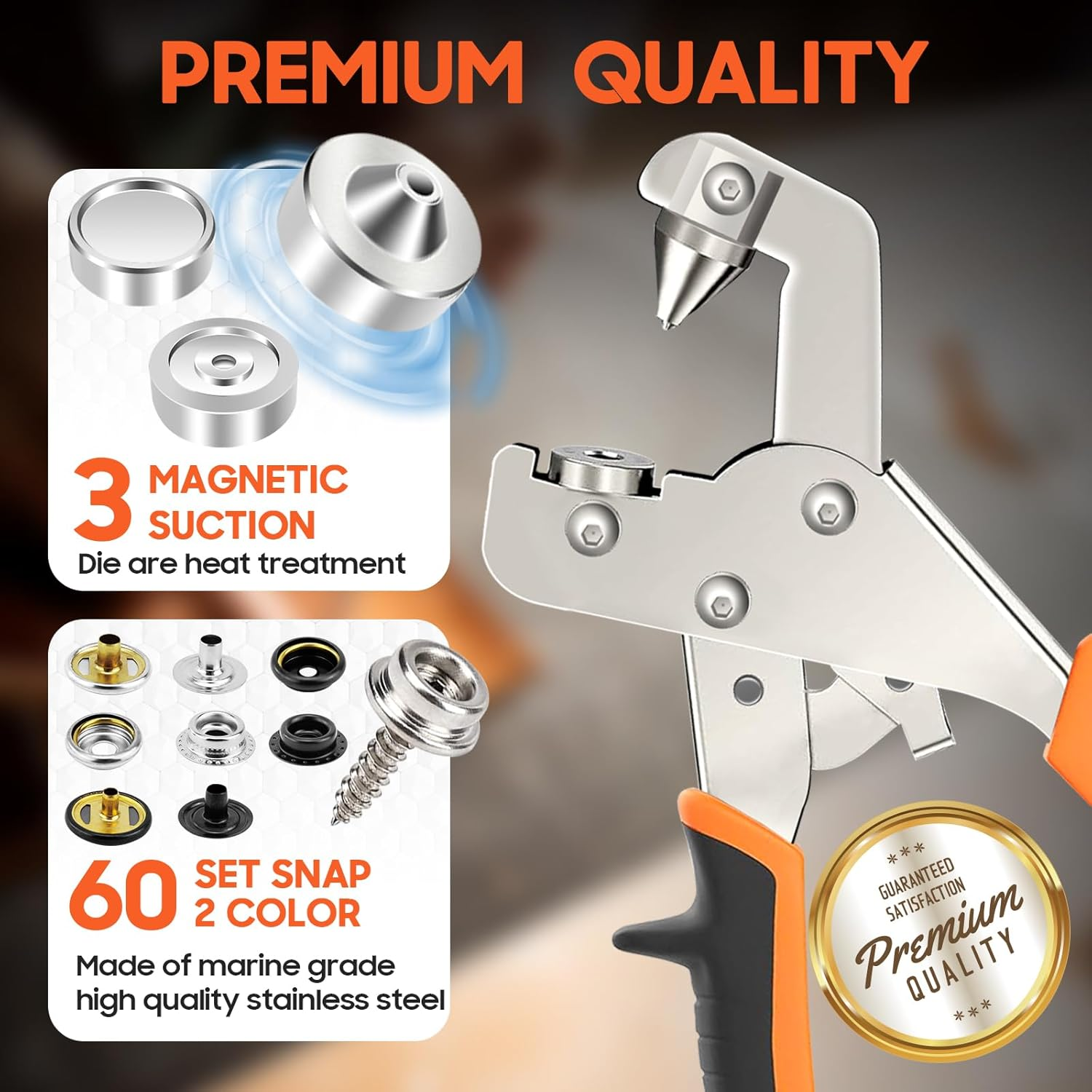 Snap Fastener Tool, Snap Kit with Tool, Canvas Snap Tool with 220 Pcs Boat Cover Snaps, Repair and Replace Snaps DIY Leather, Sewing, Tarps, Fabric image number 2