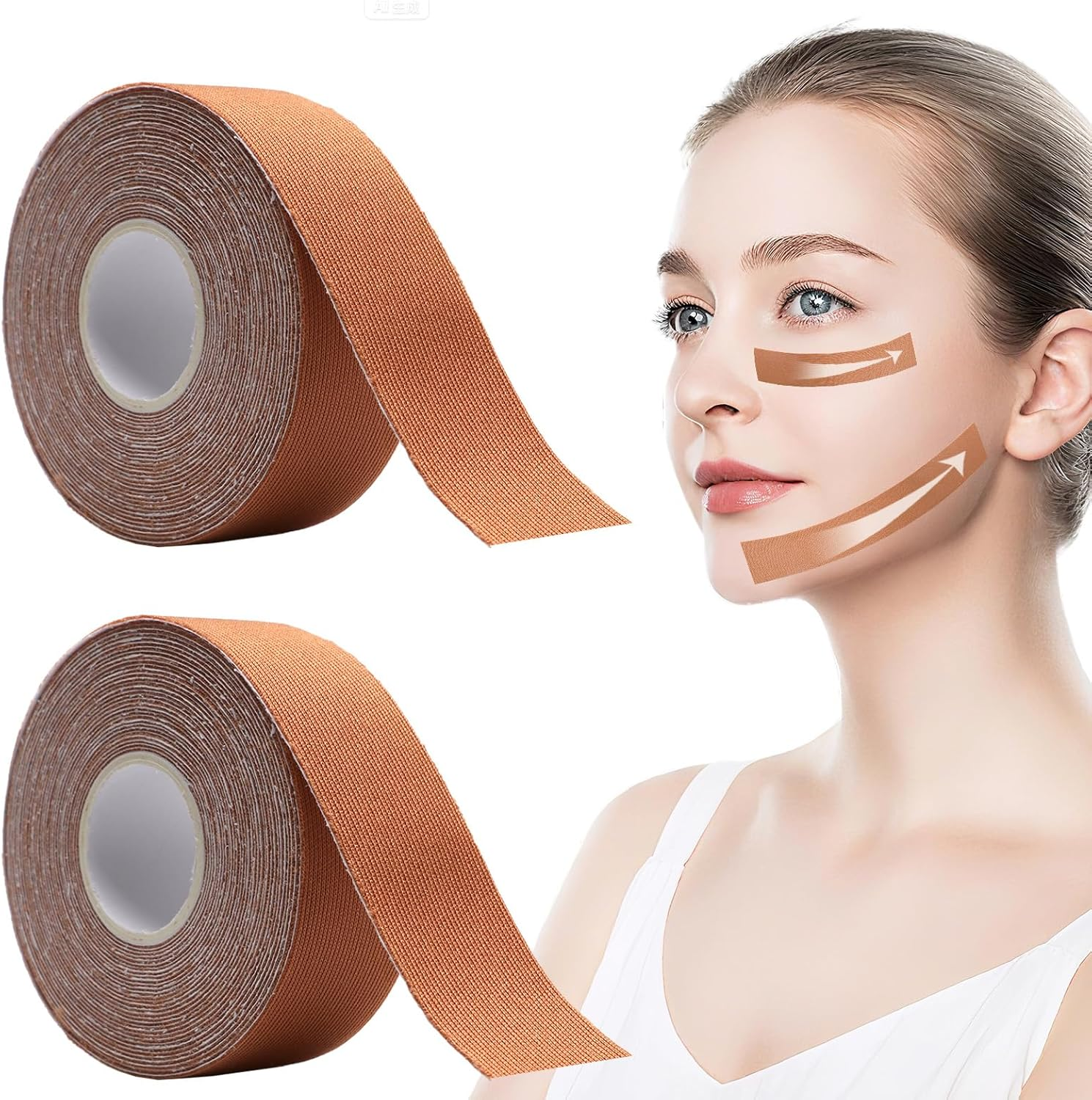 2 Pcs Facial Myofascial Lift Tape, Face Lift Tape & Patchesskin Tightening Kinesiology Tape for Firming Tightening Skin Facial Patches & Unisex Skin Care Body, Facial Patches 2.5Cm*5M image number 5