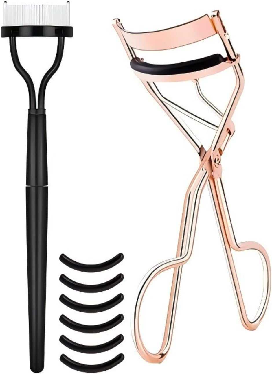 Professional Eyelash Curler with Comb, Rose Gold, Volumizing Lash Lift Kit for Home, Travel with Refill Pads image number 1
