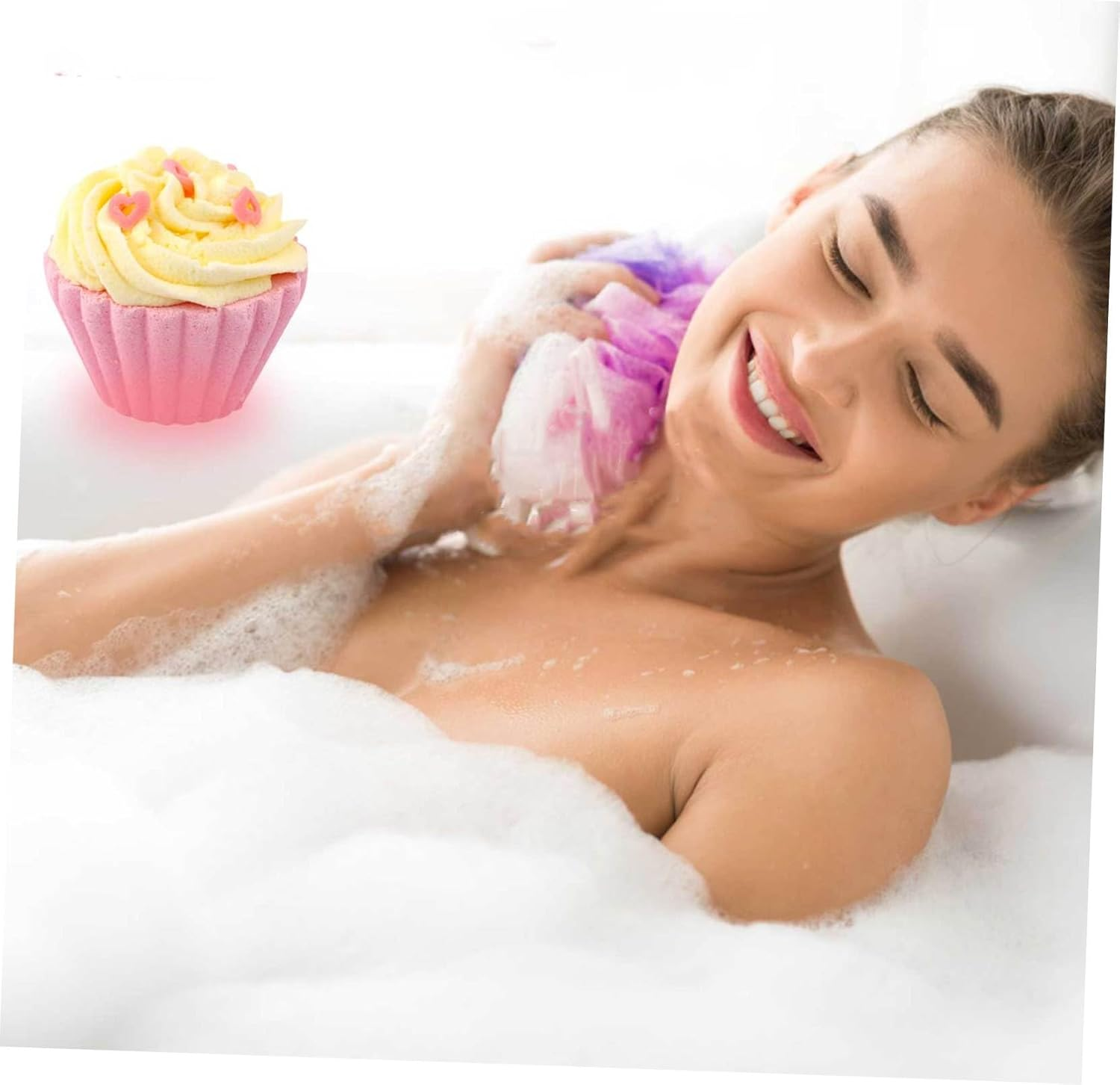 OSOLADY 6Pcs Adorable Cake Bath Salt Bombs Natural Spa Shower Bombs for Relaxation image number 3
