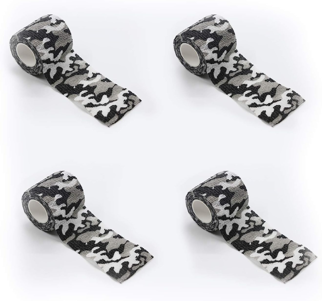 EKIND Multi-Functional Self-Adhesive Camouflage Tape Wrap, Waterproof and Non-Slip for Hunting Guns, Knife Handles, Camping Gear and More - 14.7Ft Total Length (Black White Camo, Pack of 4) image number 3