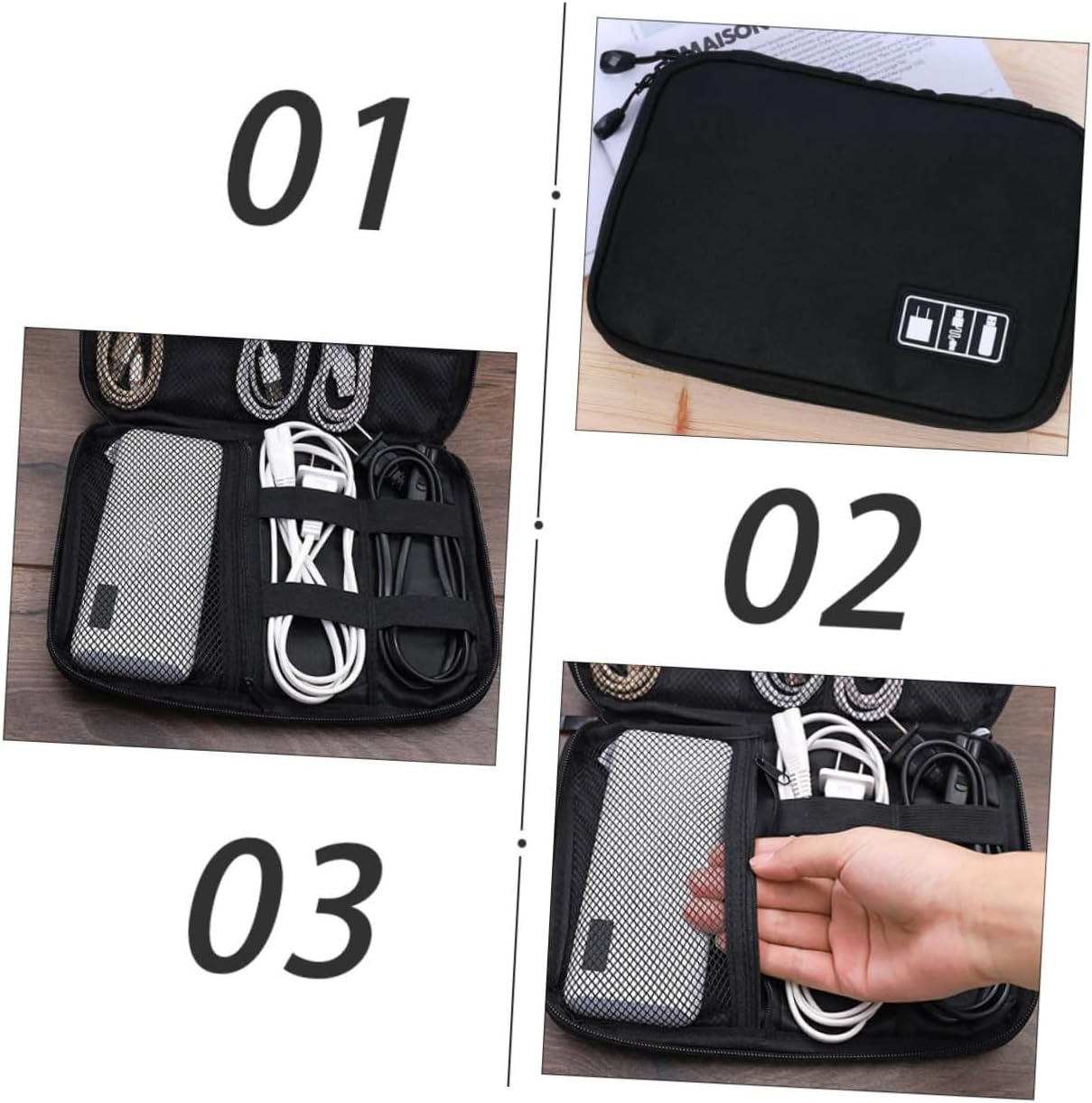 Homoyoyo Digital Storage Bag for Travel Wear-Resistant Electronic Accessory Bag Multifunctional Storage Case for Electronics Gadgets image number 6