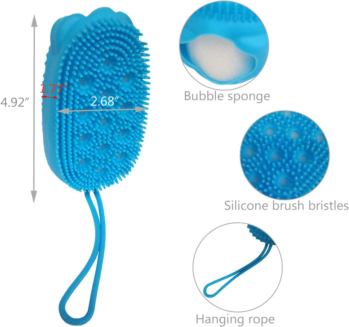 4 Pack Silicone Bath Body Brush for Girl, Exfoliating Body Scrub Brush, Shower Cleansing Scrubber Brush for Princess, Double Sided Silicone Sponge Bath Brush with Soft Brush Head and Hard Massage Ball image number 1