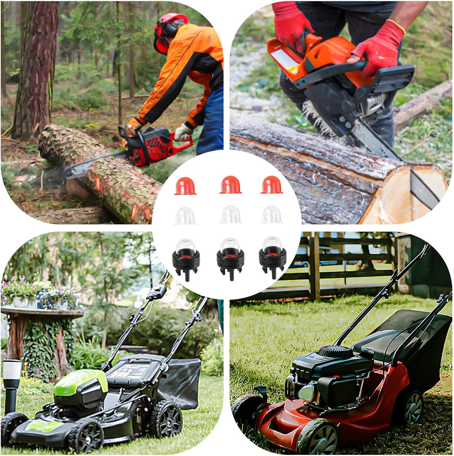 9Pcs 188-512-1 Snap-In Carburetor Primer Bulb Pump and Primer Bulb Replacement, for Small Engines Poulan Echo Ryobi Homelite Bolens for Husqvarna Craftsman Chainsaw Walbro Trimmer(Clear+Red) image number 5