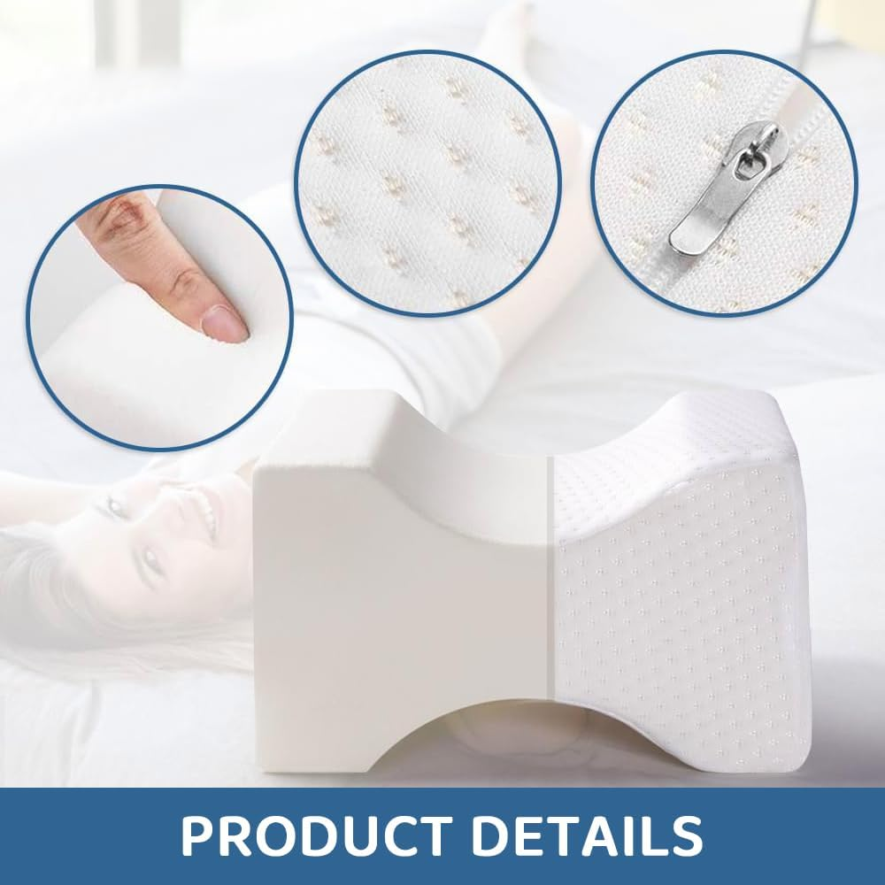 2 Pack Knee Pillow for Side Sleepers &ndash; Memory Foam Leg Pillow for Hip, Sciatica & Lower Back Pain Relief &ndash; between Legs Support Cushion for Pregnancy, Spine Alignment image number 2