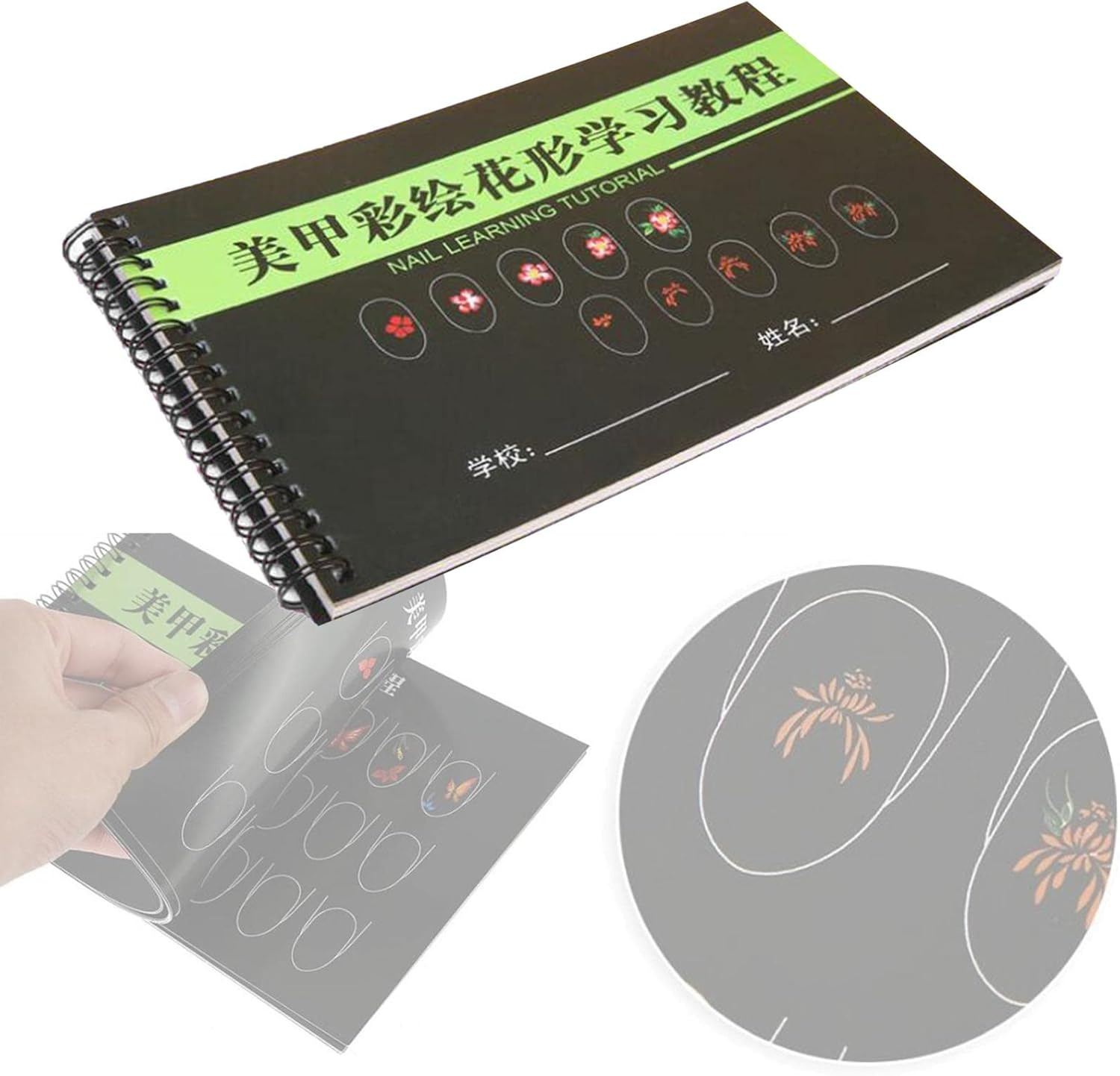 Nail Art Practice Template Learning Paper Book for Beginner Line Drawing 21X14 Cm - Painting 21X14 Cm image number 5