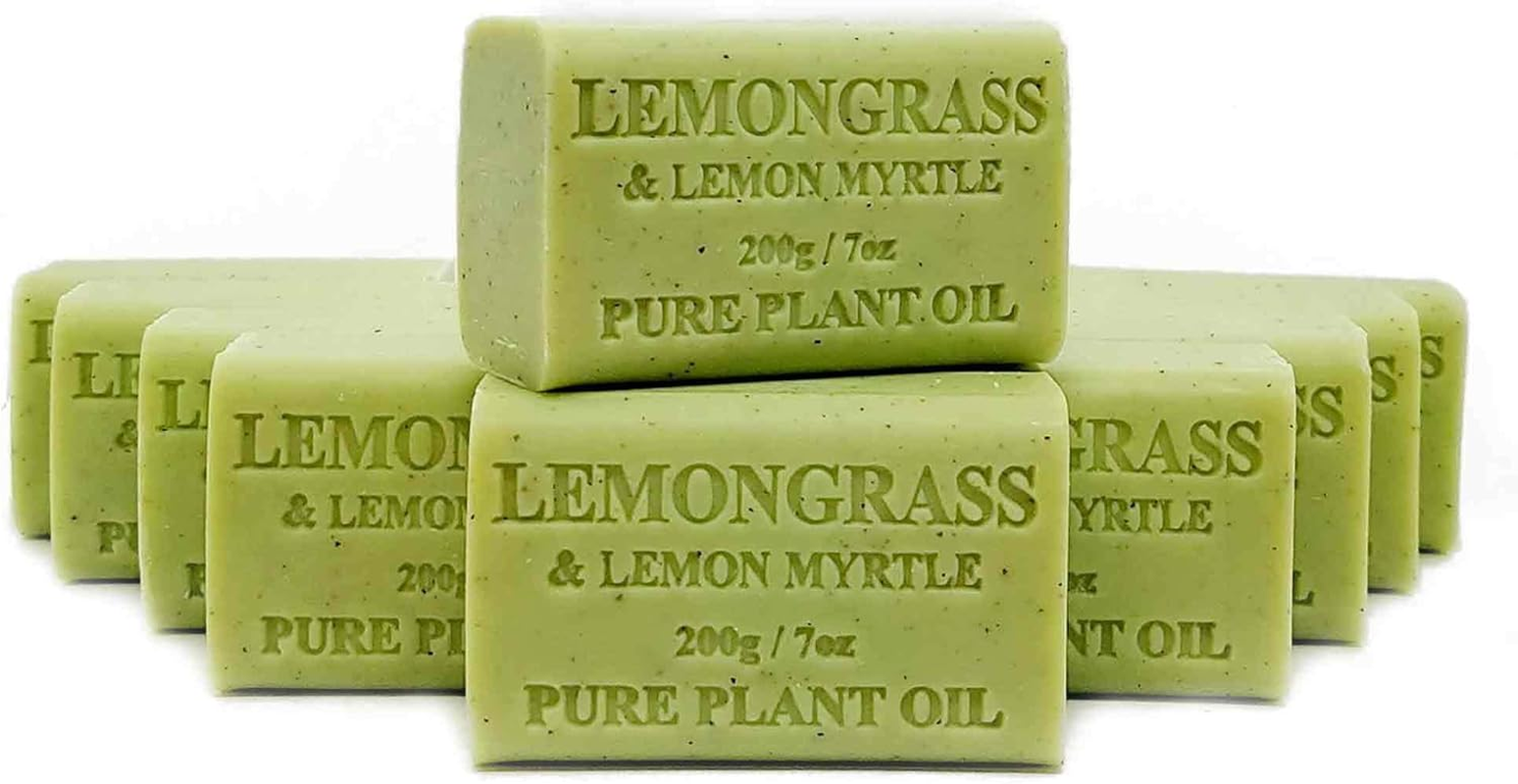 10X 200G Plant Oil Soap Lemongrass Lemon Myrtle Pure Vegetable Bar Australian