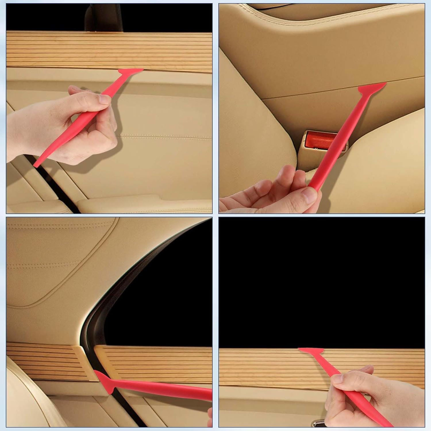 Bewudy 3 Pcs Car Micro Squeegee Curves Slot Tint Tool Set, 3 in 1 Vinyl Car Wrapping Flexible Micro Squeegee, with Different Hardness for Installing Vehicle Wraps and Auto Stickers(3 Pcs) image number 2